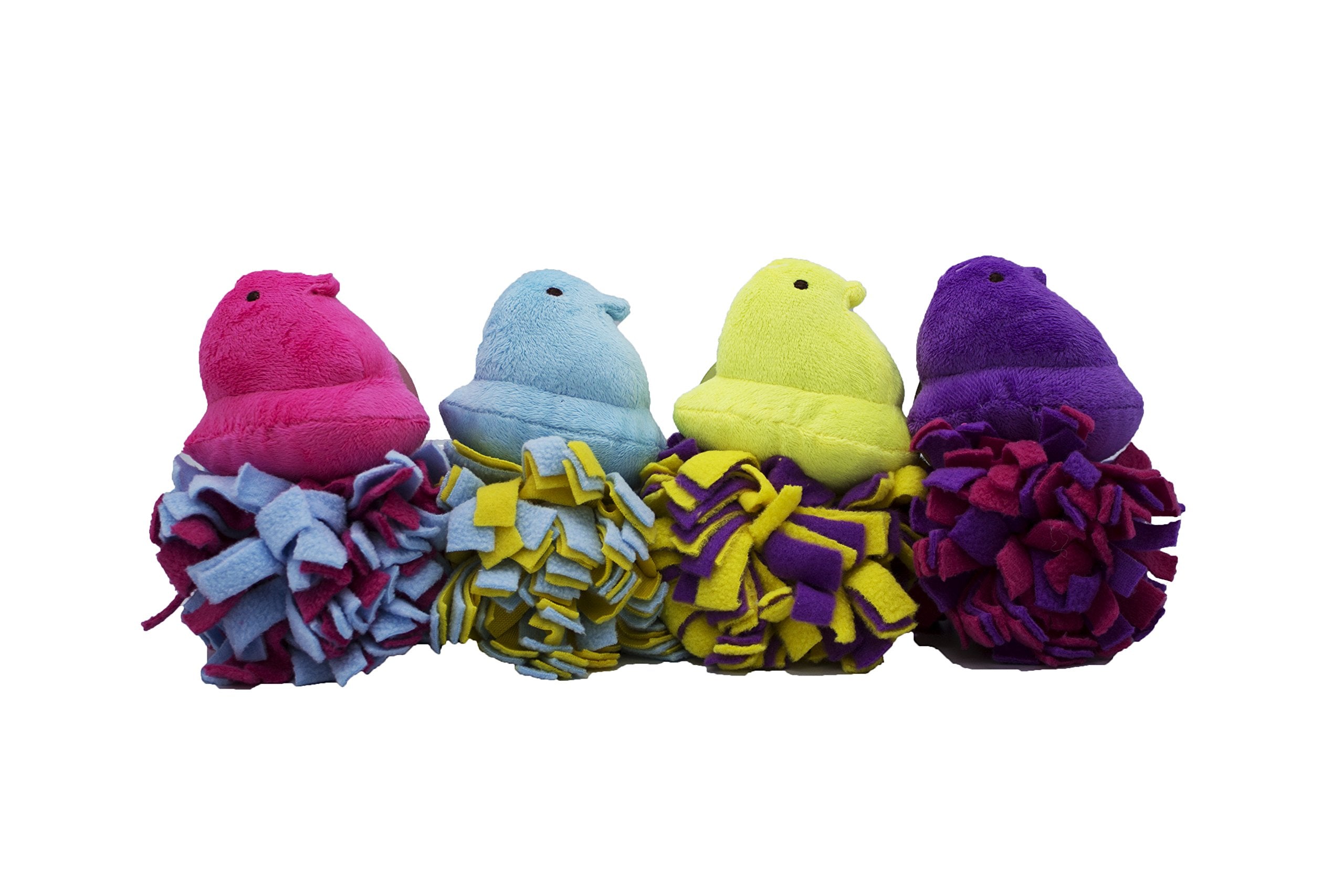 Peeps Chick Fleece Ball Toy For Dogs, 4 Count, Blue/Purple/Pink And Yellow