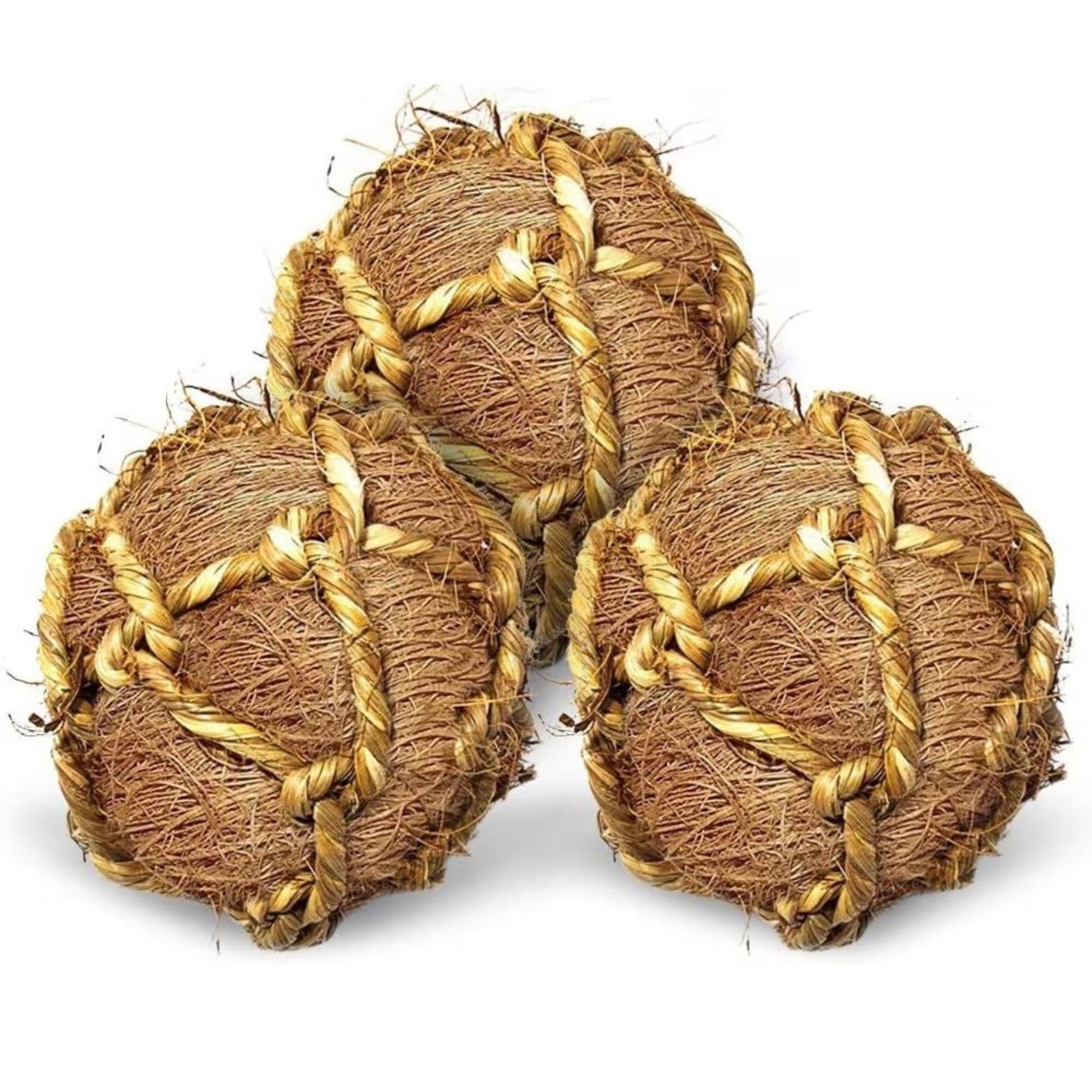 Sungrow Guinea Pig Coconut Fiber Balls, Improves Oral Wellness, Environment Friendly, Stress Reliever, Ideal For Chew Item For Rabbits, Chinchilla & Kitten (3 Pieces)