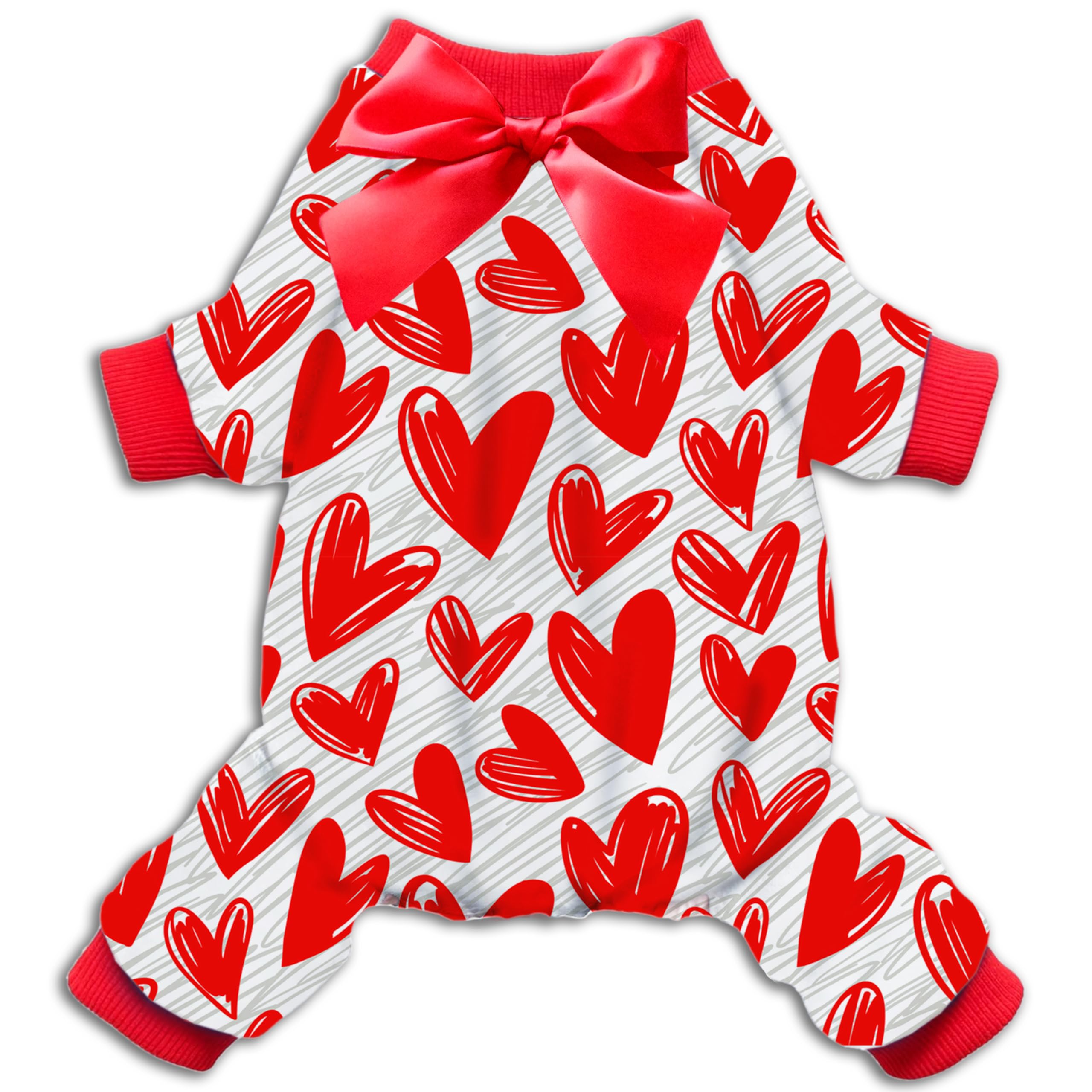 Valentine Holiday Dog Cat Pajamas, Sweet Heart Jumpuits Cloth For Small Medium Boys And Girls Puppies Pets Doggie (Xx-Large)
