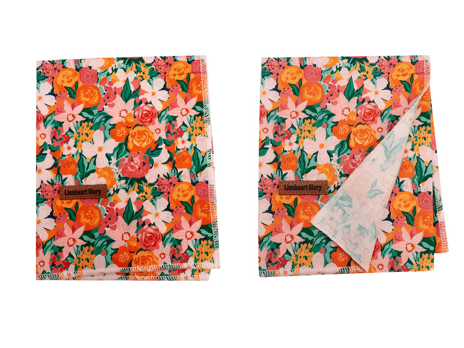 Lionheart Glory Plaid Dog Bandana 1 Pack Washable Soft Cotton Flower Print Bibs Scarf, Adjustable Kerchief Square Dog Bandanas F