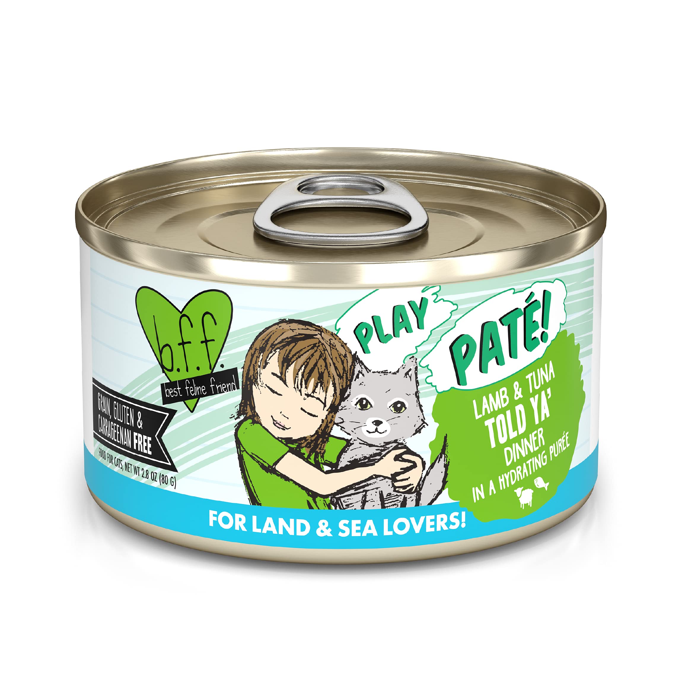 Weruva B.F.F. Play - Best Feline Friend Pat   Lovers, Aw Yeah!, Lamb & Tuna Told Ya with Lamb & Tuna, 2.8oz Can (Pack of 12)
