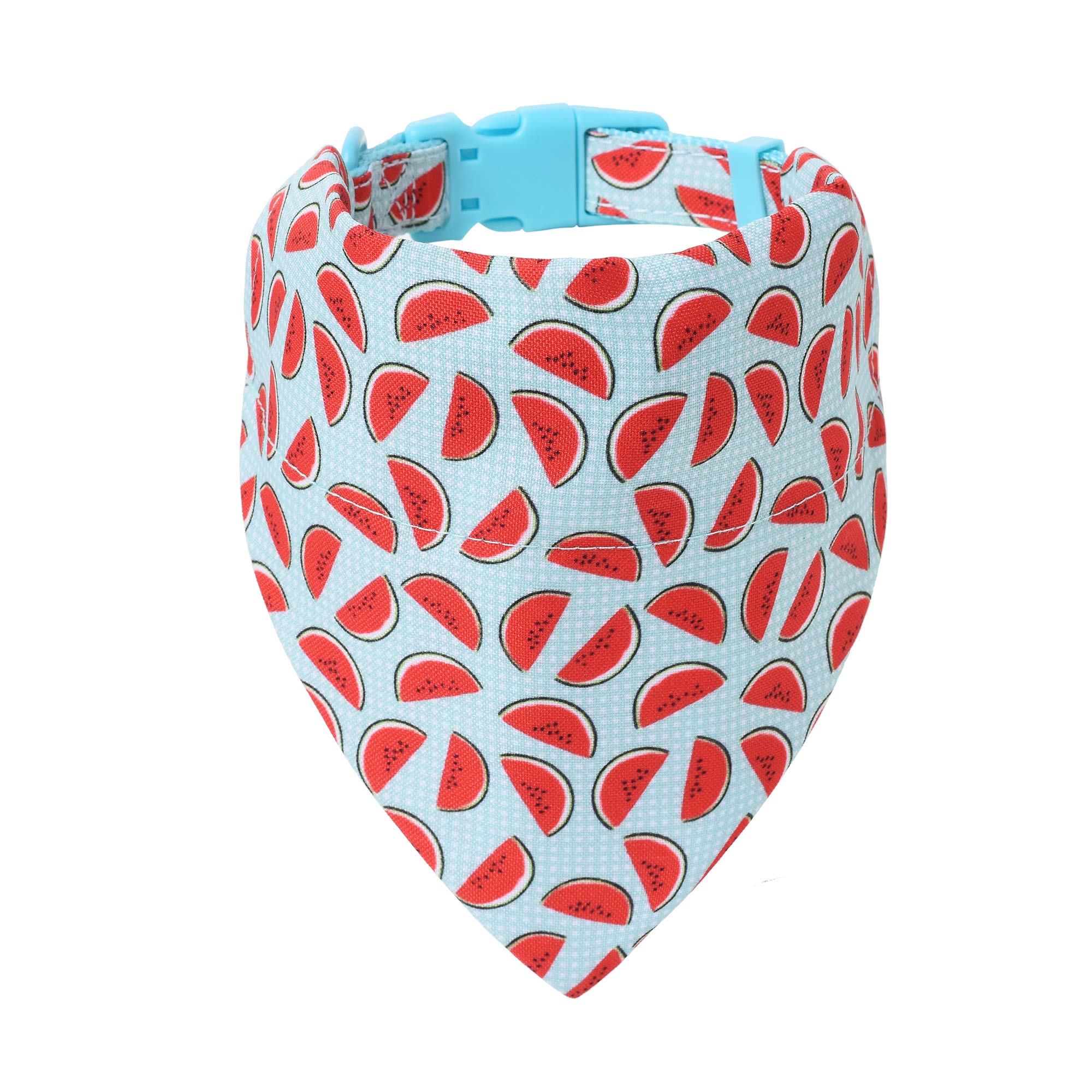 Mile High Life Cute Bandana Collar - Soft Poly Cotton Fabric Collars For Medium Dogs - Flower & Fruit Pattern (Watermelon)
