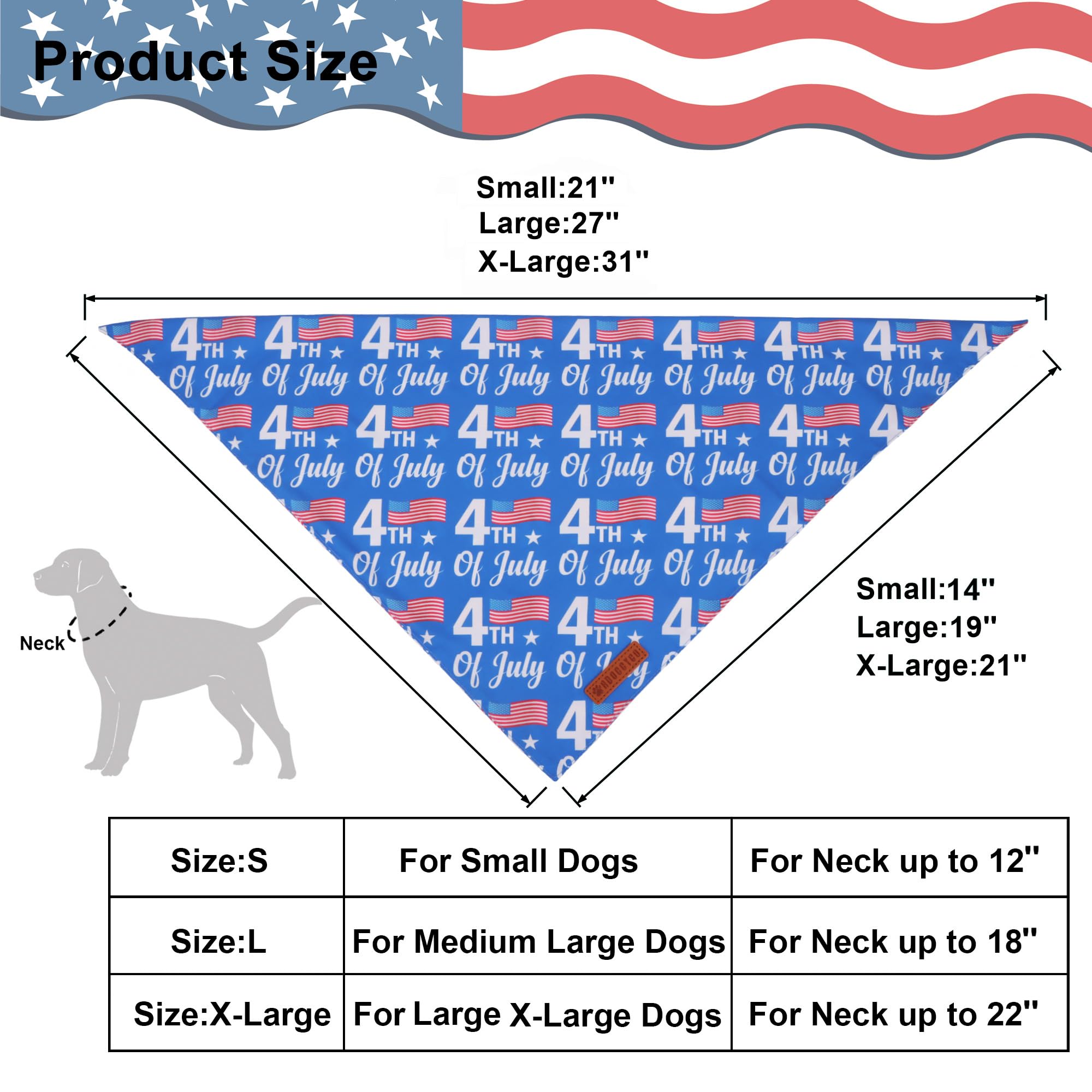 Adoggygo American Flag Dog Bandanas 2 Pack, Triangle Reversible Independence Day Pet Scarf Bib, Red Blue 4Th Of July Bandana For