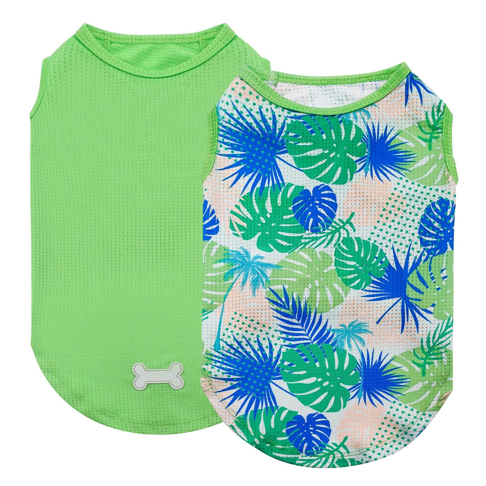 Kyeese 2 Pack Dog Shirts Hawaii Quick Dry Pet T-Shirt For Small Dogs Breathable Lightweight Sleeveless Puppy Shirt With Reflecti
