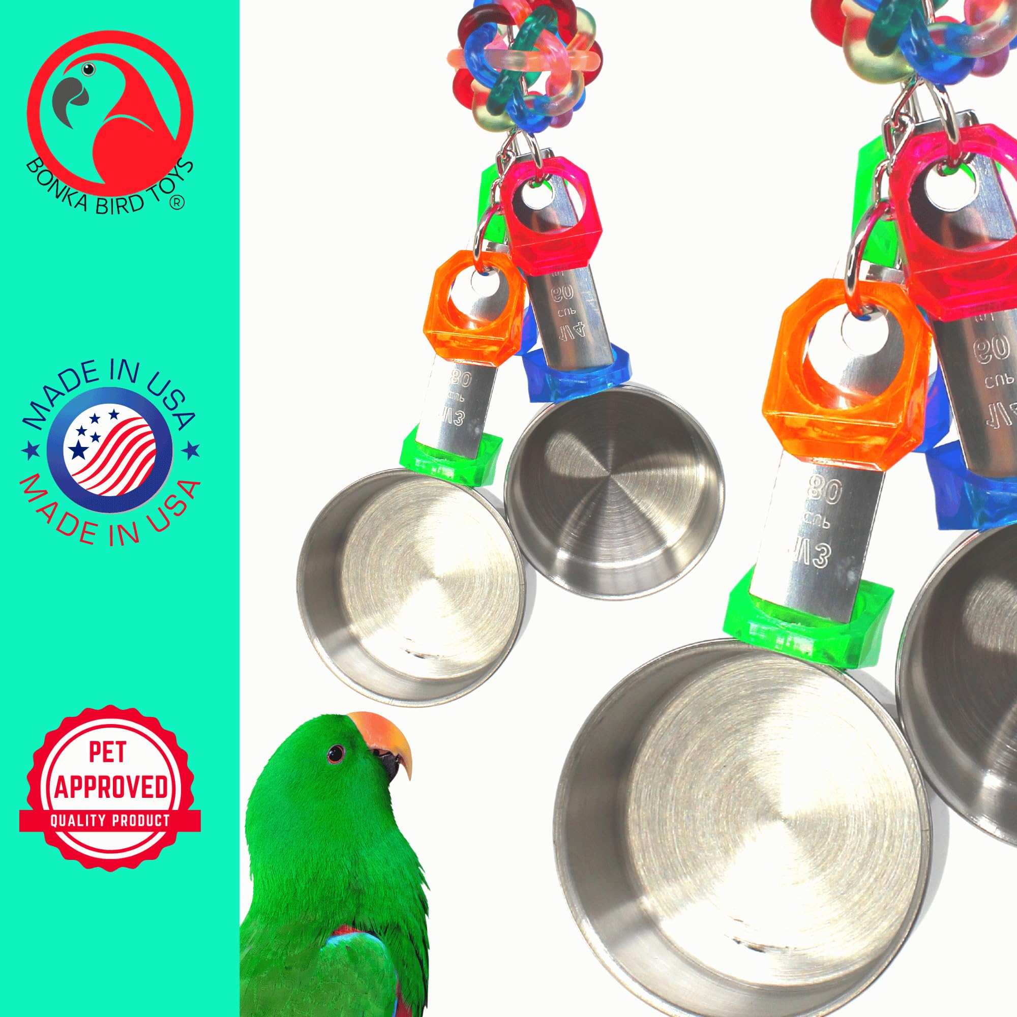 Bonka Bird Toys 1400 Medium Pot Ring 9 High by 3.50 Wide, Parrot Tug Puzzle Cage Toy, African Grey, Conure, Pionus, and Similar