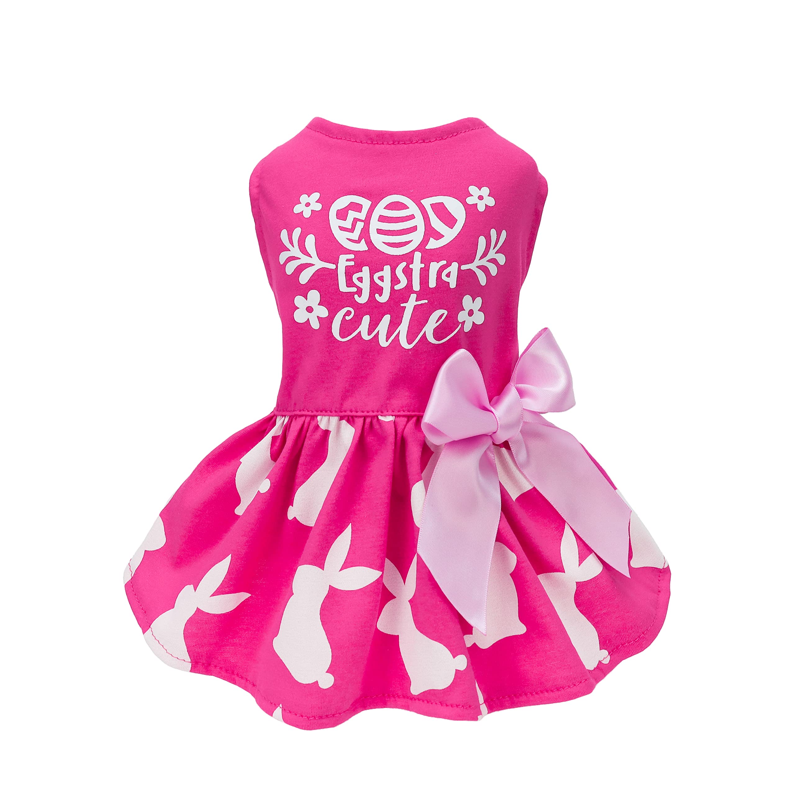 Fitwarm Eggstra Cute Easter Outfit, Bunny Dog Dress, Holiday Dog Clothes, Cat Clothing, Hot Pink, Large