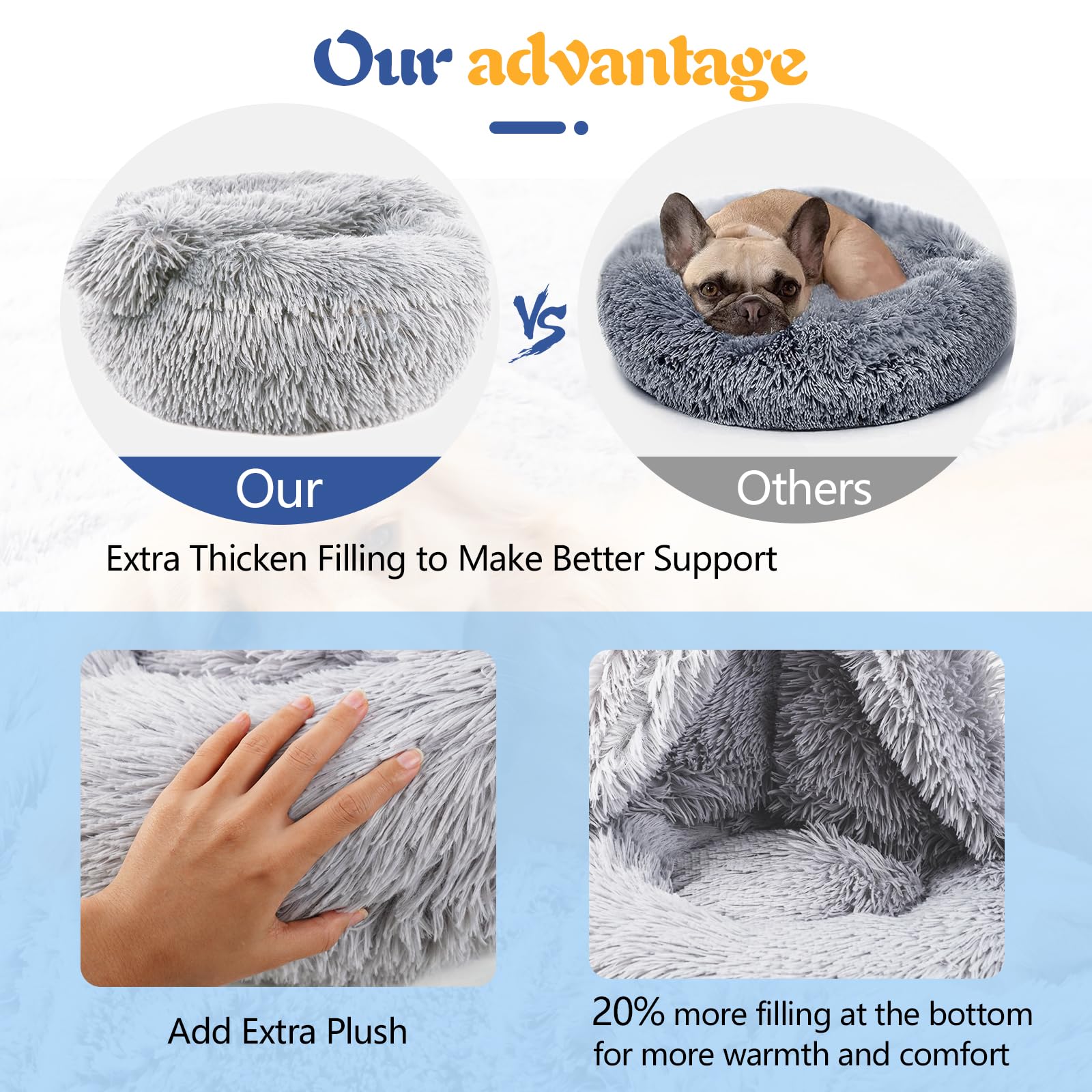 Shinhye Small Dog Bed Cat Bed Dog Bed With Blanket Plush Fluffy Hooded Dog Bed, Small Dog Beds With Cover Cozy For Indoor Cats,