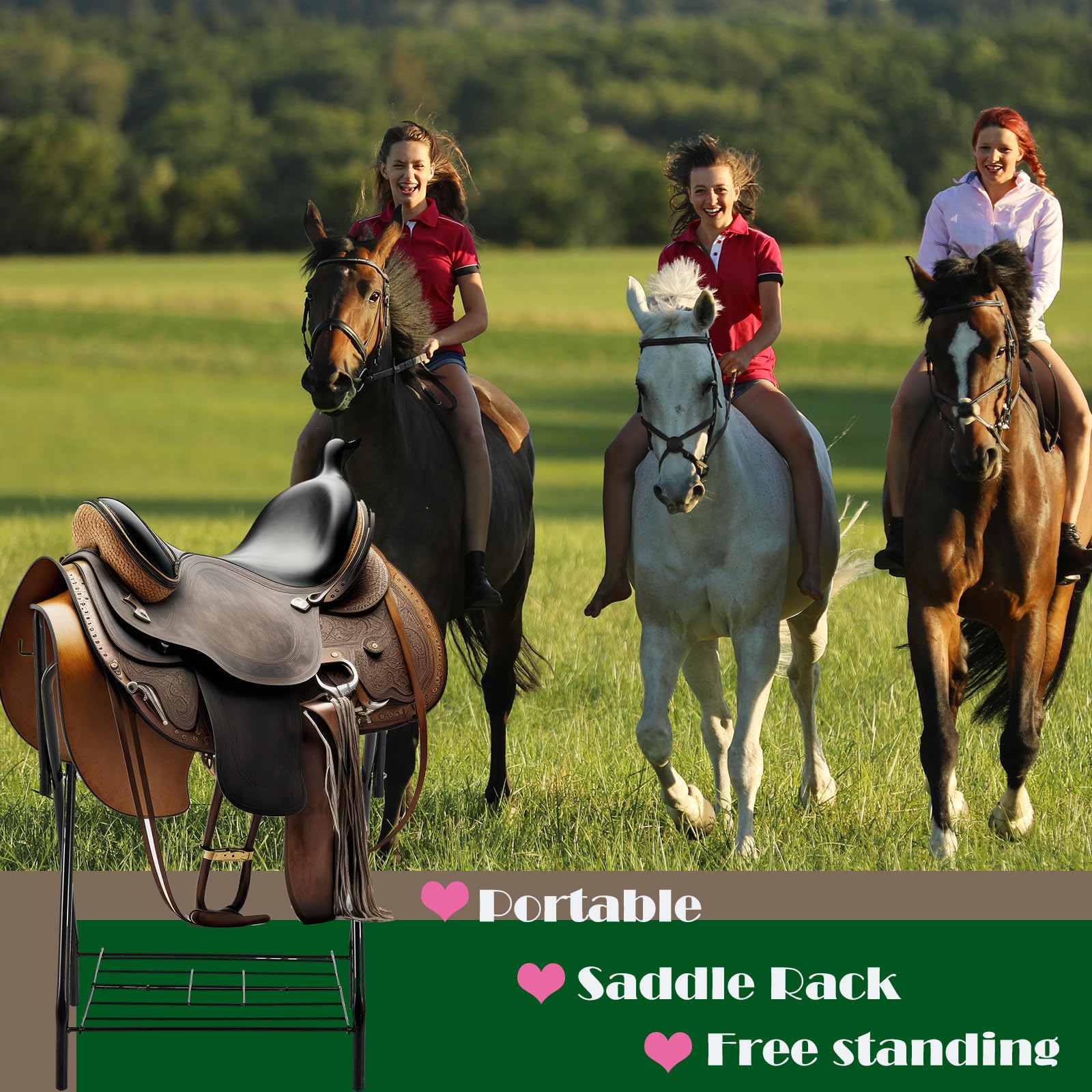 Abbylike 2 Pcs Portable Saddle Rack Steel Foldable Freestanding Saddle Rack Stand Horse Trailer Organizer For Derby Day Horse Su