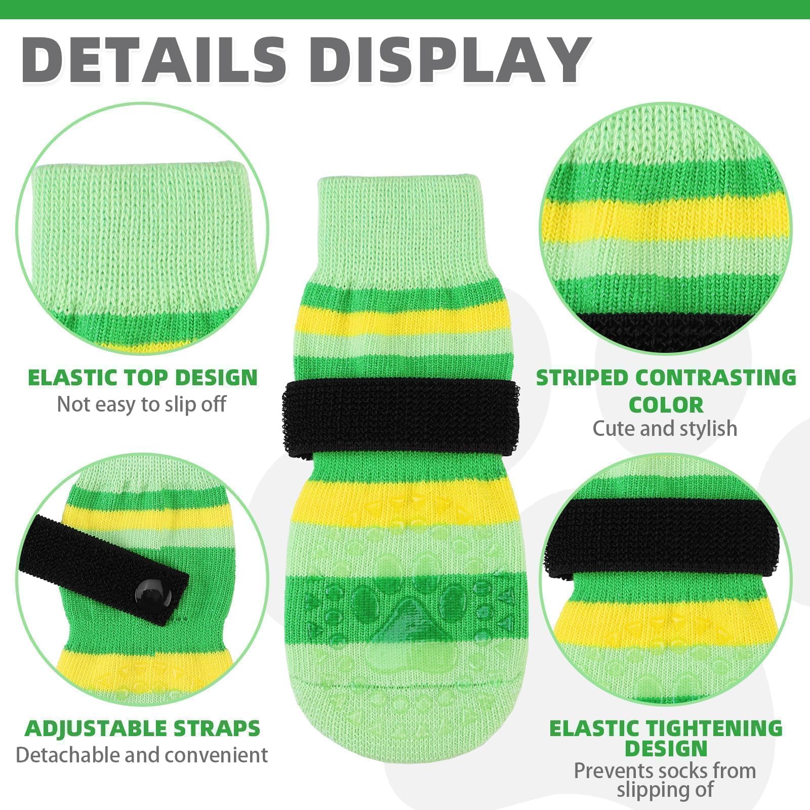KOOLTAIL Easter Anti Slip Dog Socks for Cold Pavement to Prevent Licking Paws with Grippers, 3 Pairs Paw Protector, Double Sides