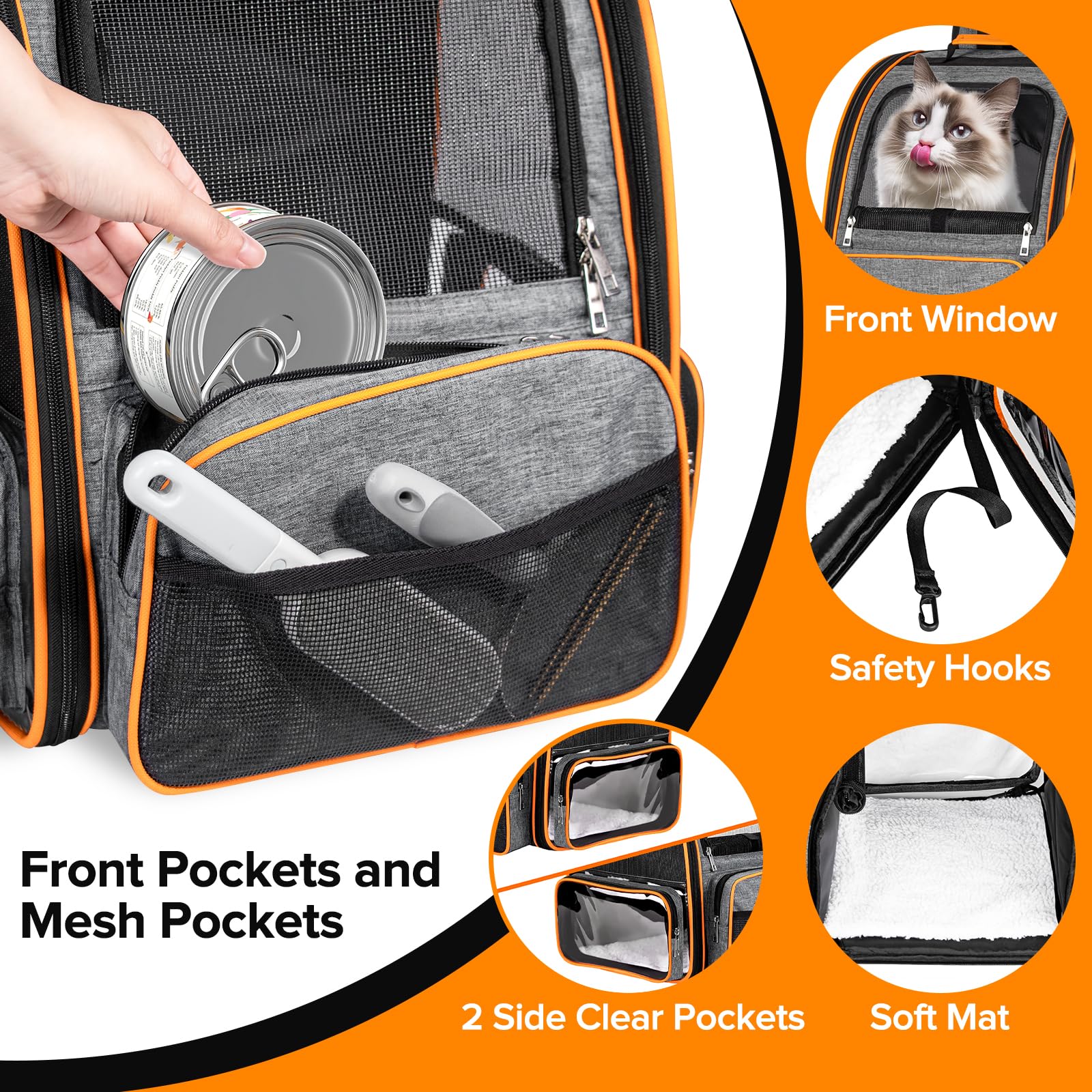 Discala Cat Backpack Carrier For Medium Small Dog Cat Up To 20Lbs, Pet Carrier Backpack, Ventilated Mesh Soft Sided Dog Backpack