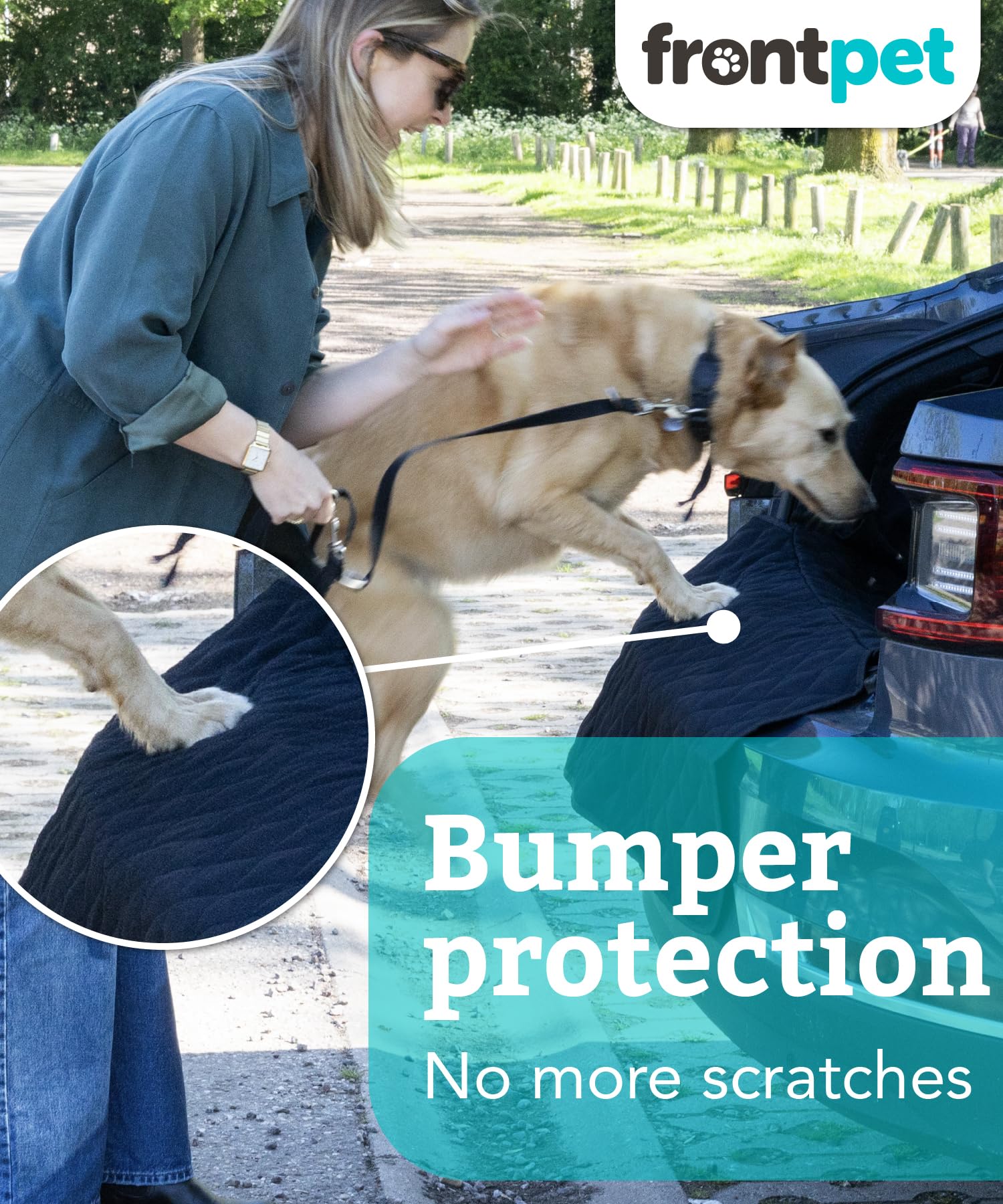 Frontpet Suv Cargo Liner For Dogs - Water-Resistant Pet Trunk Cargo Cover Mat For Suvs And Sedans With Bumper Flap Protector, Trunk Cover, Non-Slip Liner, (58' X 58') Upgraded 2025
