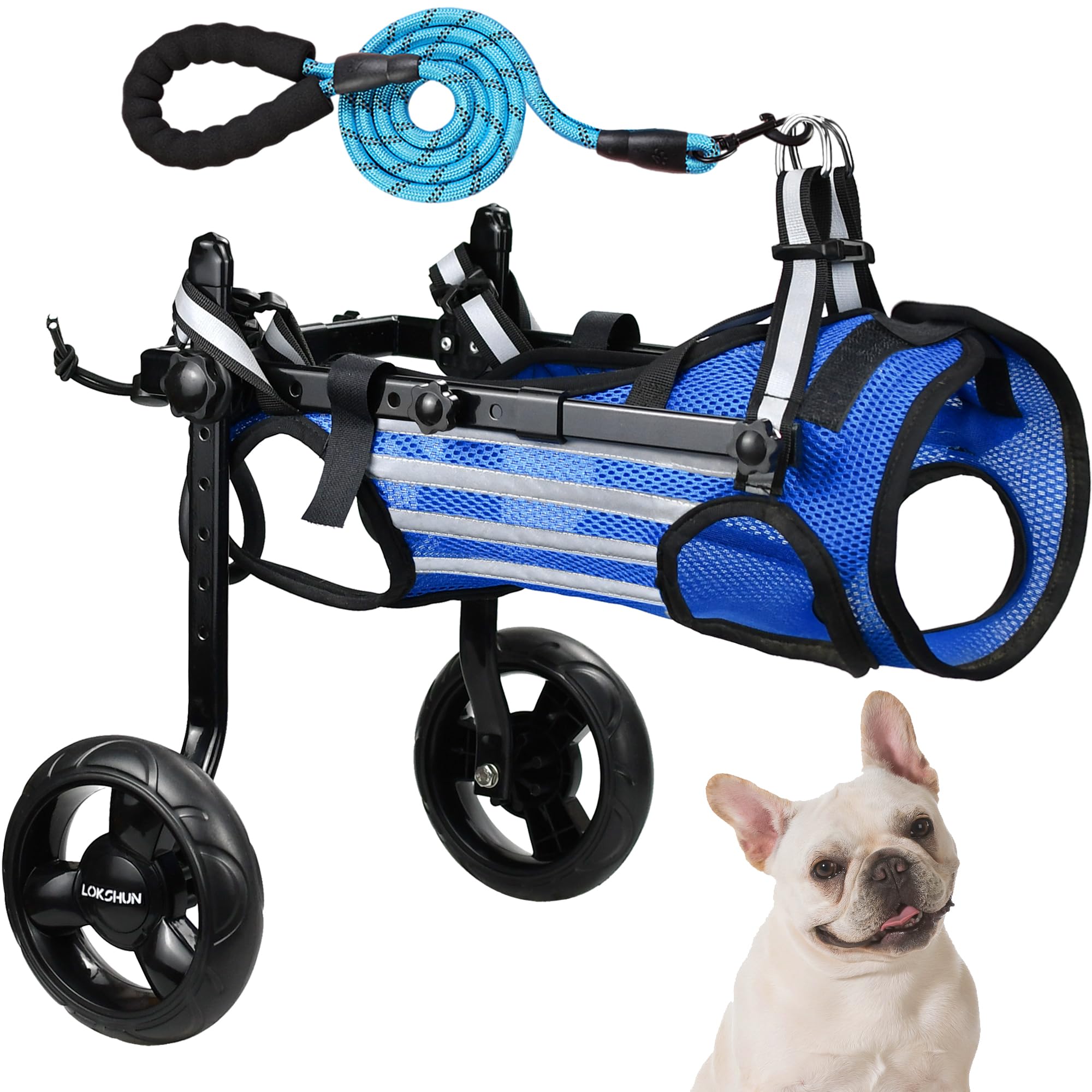 Lokshun 2025 Upgraded Dog Wheelchair for Back Legs Small Wheelchair for Dogs with Disabled Hind Legs Walking Adjustable Dog Cart
