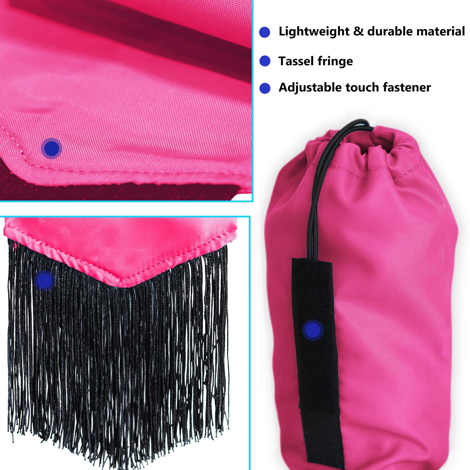 Harrison Howard Smooth Lightweight Adjustable Fastener Nylon Horse Tail Bag With Fringe-Fuchsia Pink