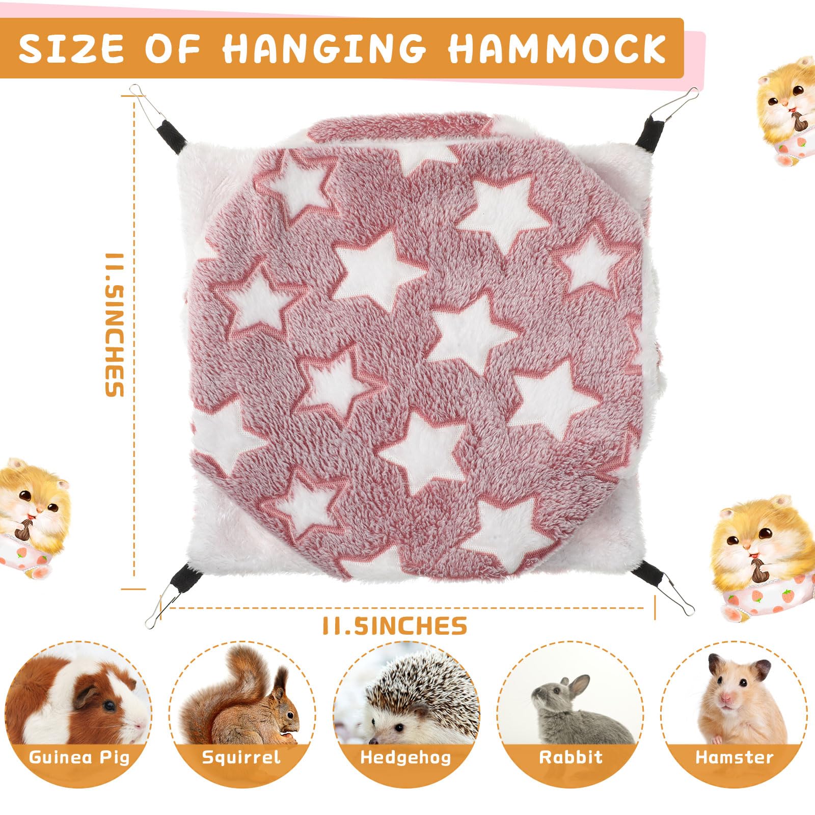Sadnyy 6 Pieces Guinea Pig Rat Hammock Three Layer Ferret Bed Small Animal Hanging Pet Cage Hammock For Chinchilla Rat Sugar Gli