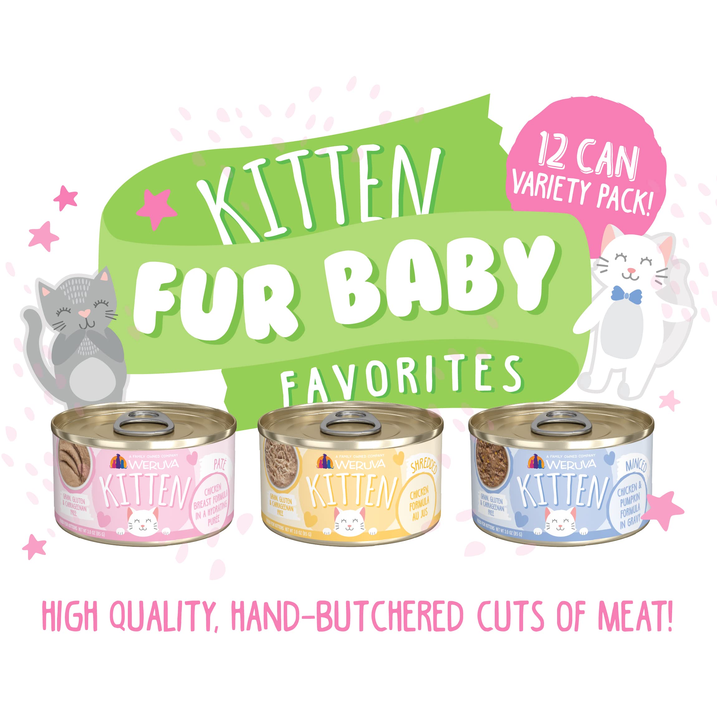 Weruva Kitten, Fur Baby Favorites Variety Pack, 3oz Can (Pack of 12)