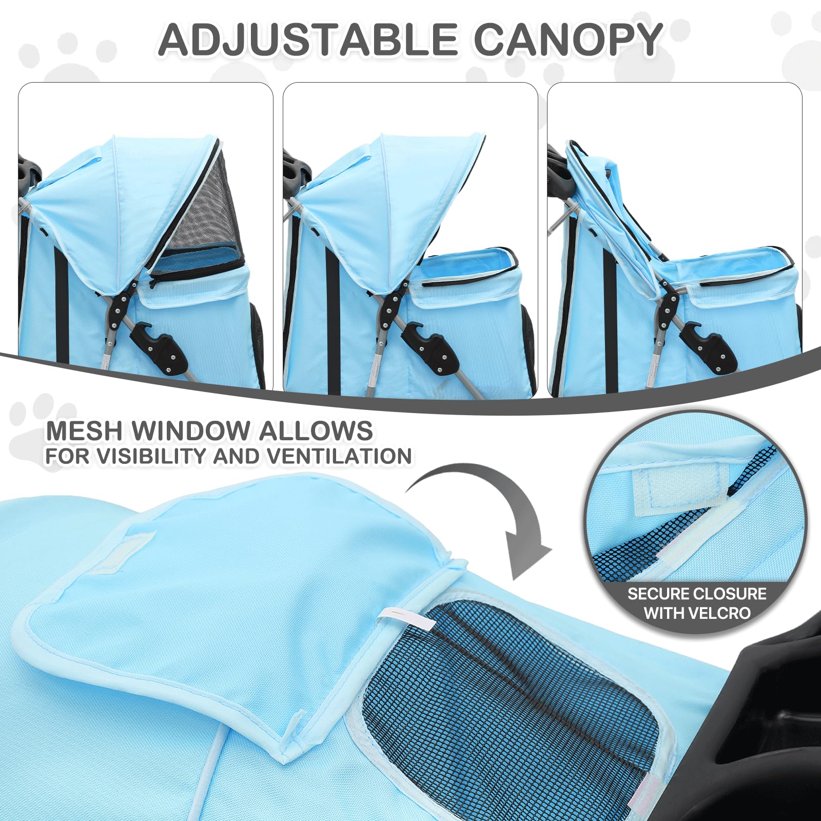 Monibloom 3 Wheels Pet Dog Cat Stroller For Small Medium Dogs Cats, Lightweight Foldable Jogger Stroller W/Storage Basket And Cu