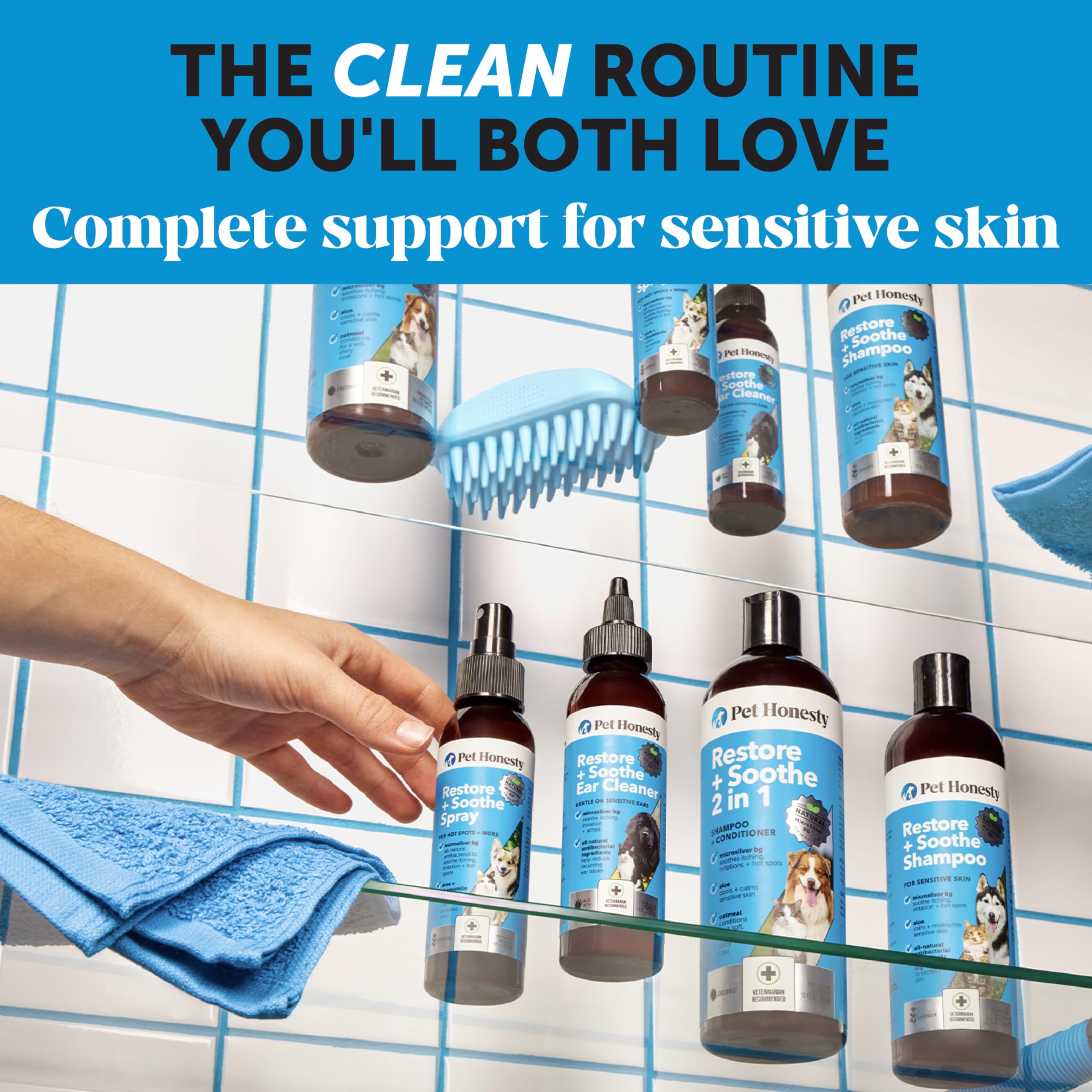 Restore + Soothe Shampoo For Sensitive Skin For Dogs & Cats - Dog Skin And Coat Supplement - Soothes Itching, Irritation And Hot