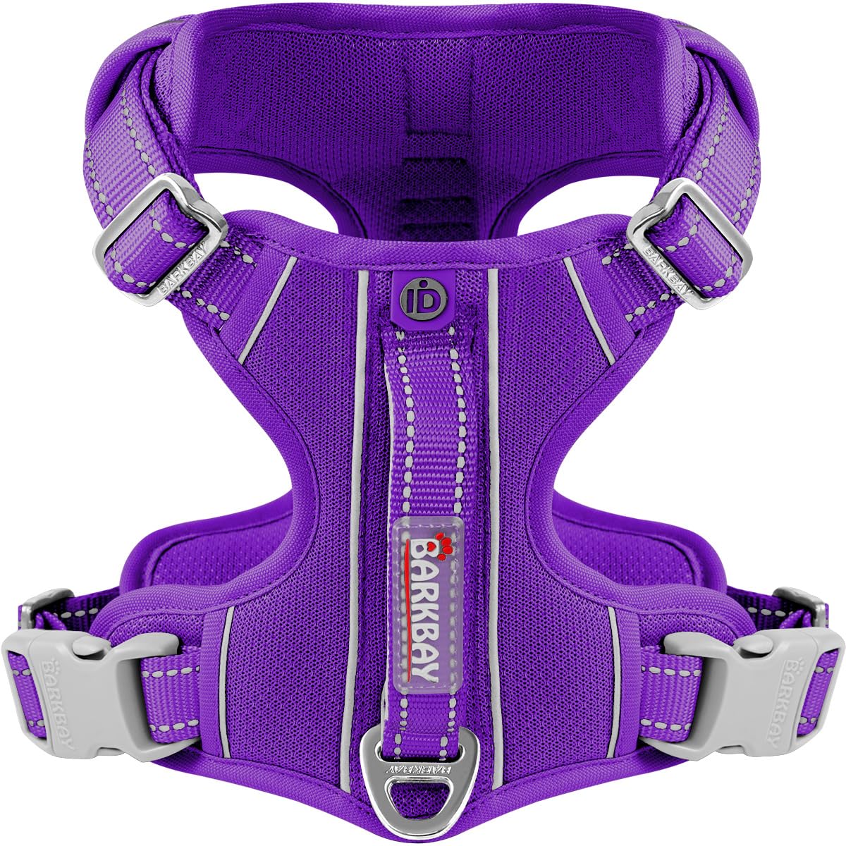 Barkbay Dog Harness No Pull With Id Tag Pocket - Heavy Duty, Reflective, Easy Control For Large Dogs (Purple,Xl)