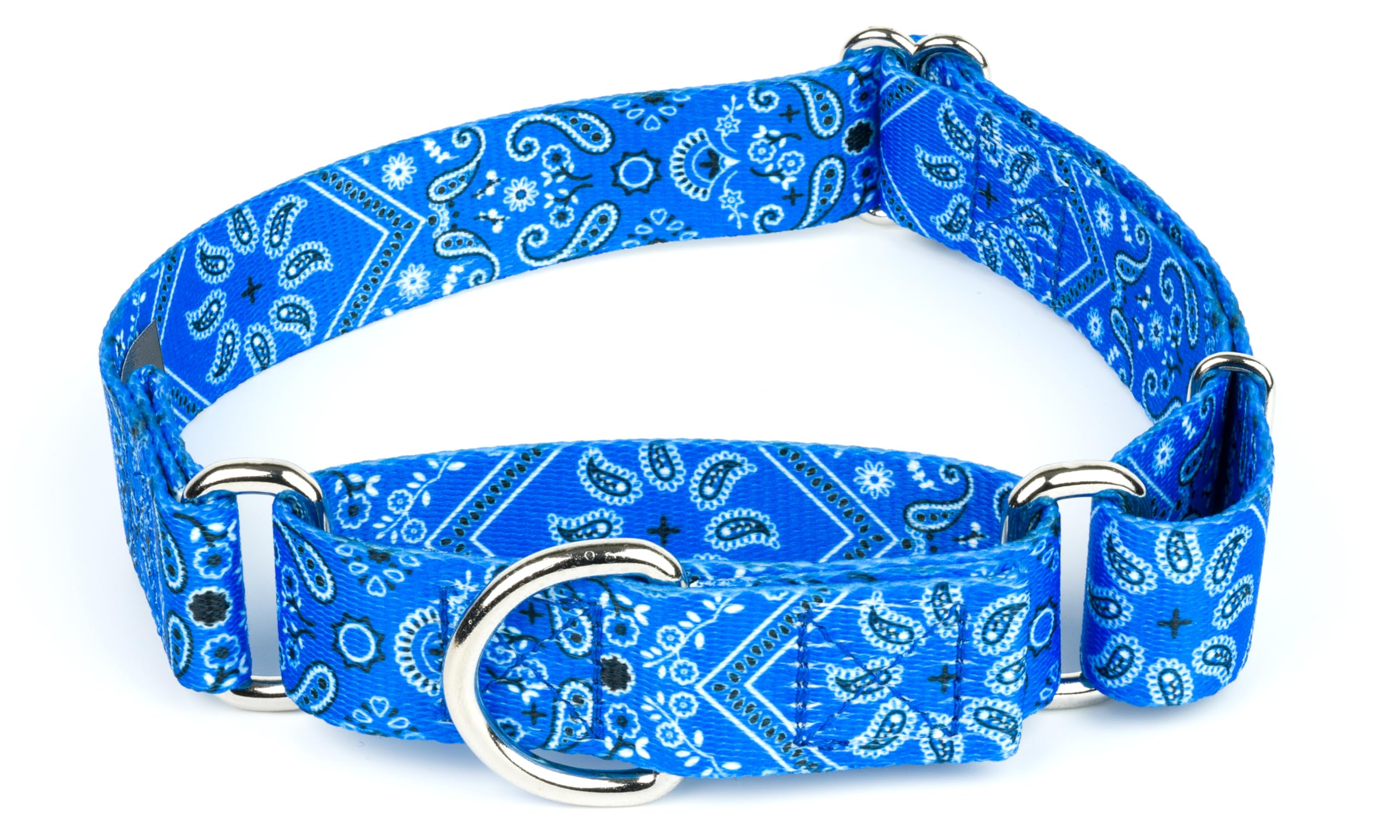 Country Brook Petz - Blue Bandana Martingale Dog Collar - Country And Western Collection Featuring Rugged Designs (1 Inch, Mediu