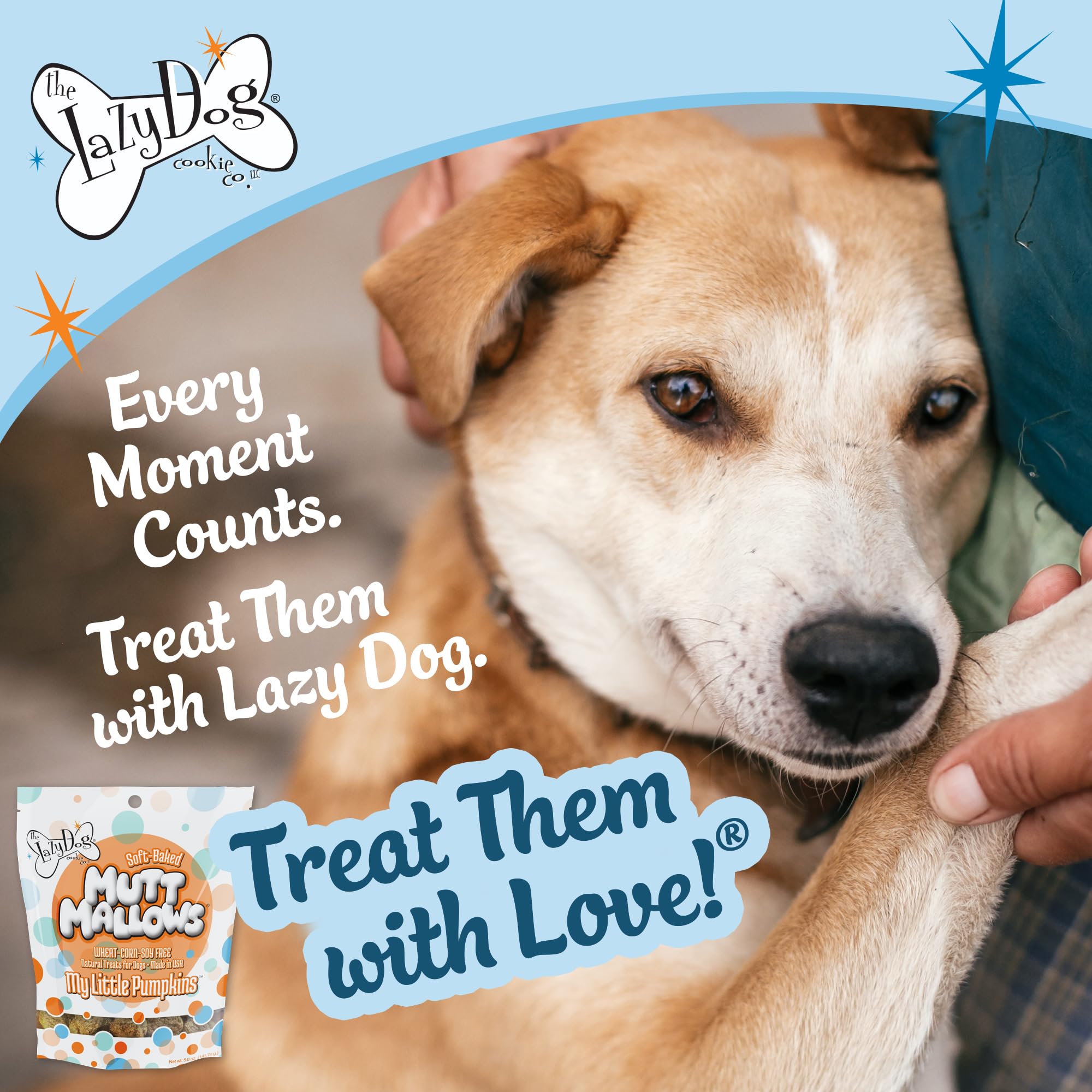 The Lazy Dog Cookie Co. Soft Dog Treats, Mutt Mallows My Little Pumpkin, for Small, Medium and Large Dogs, Wheat-Free, Baked in