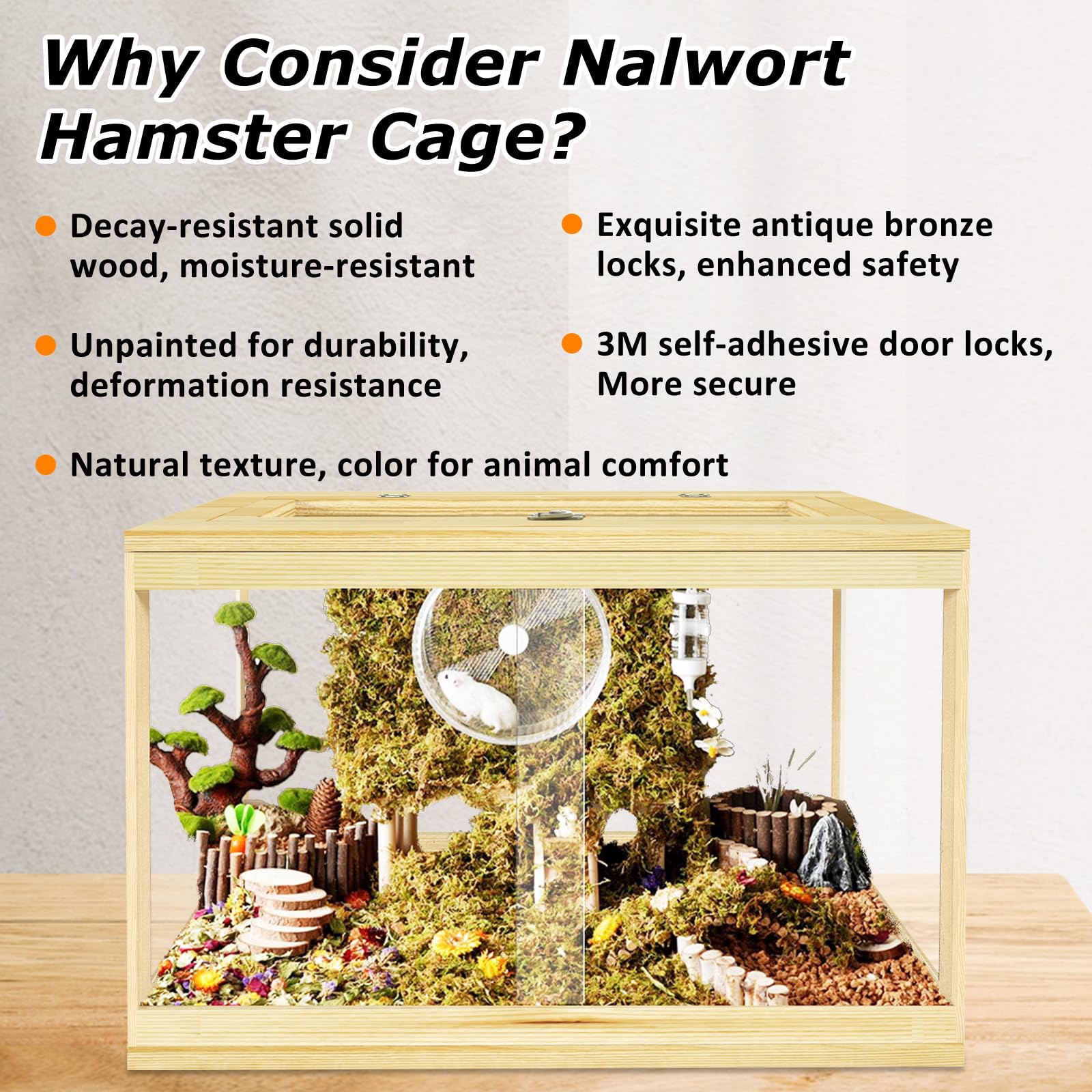 24'' Hamster Cage, Lockable Sliding Door Gerbil Cage, Dwarf Hamster Cage With Metal Mesh Roof, Mice And Small Animal Habitat, Ch