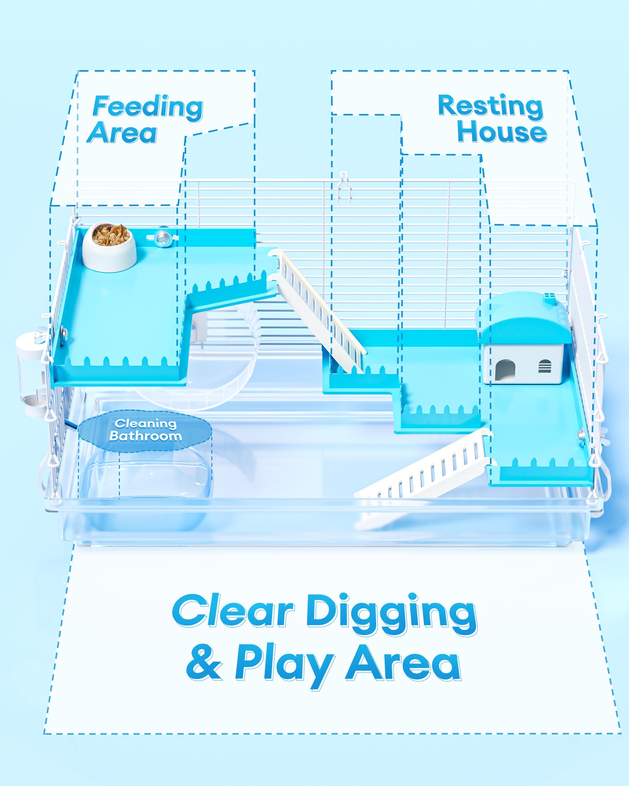 Bucatstate 3 Levels Small Hamster Cage With Accessories, 3-Layer Small Animal House For Dwarf Hamsters, Mice, Gerbils (18.5''X11