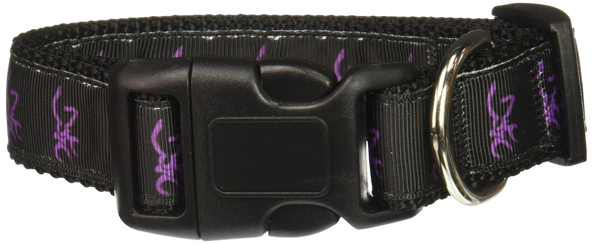 Mirage Pet Products Purple Deer Nylon Ribbon Dog Collar, Medium