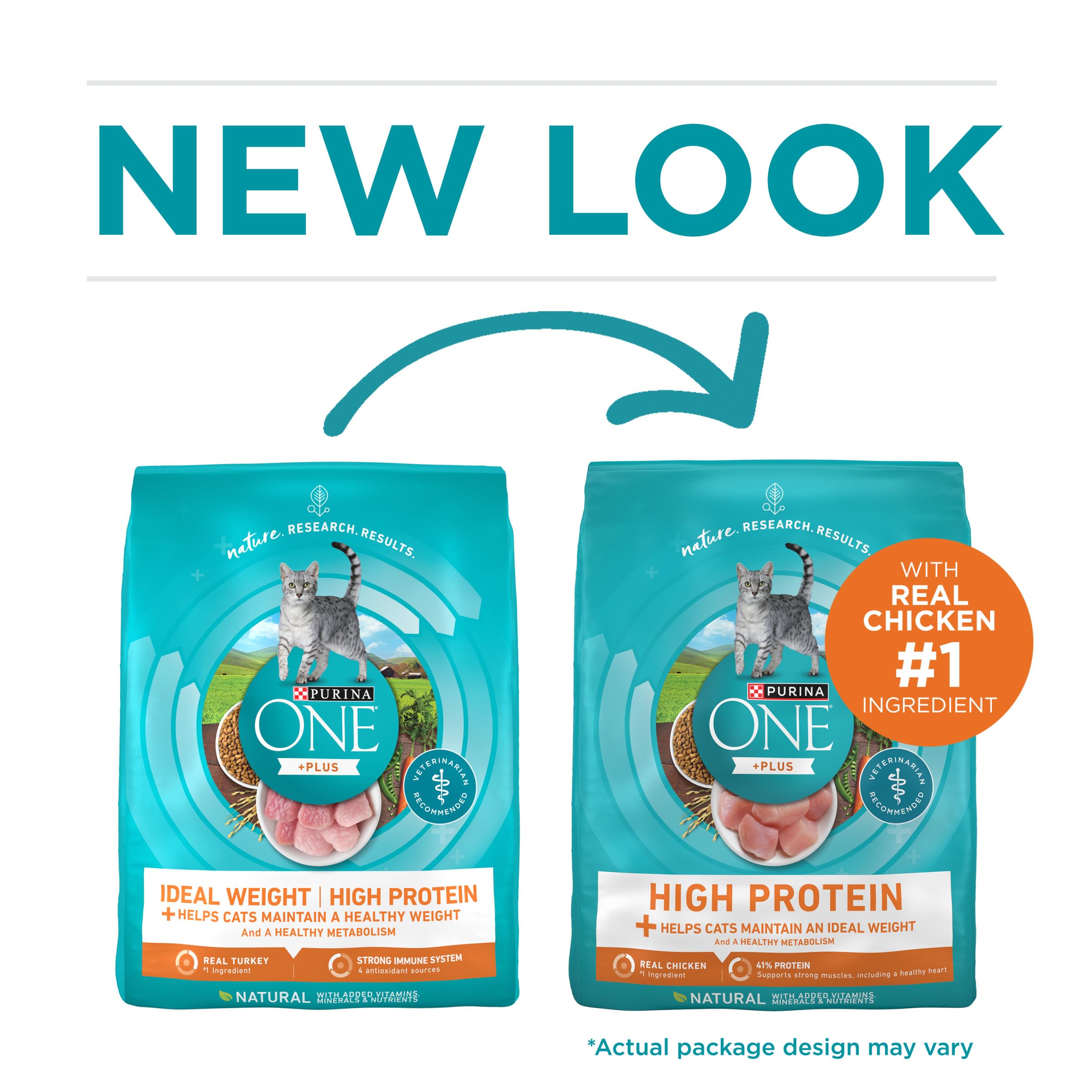 Purina ONE High Protein, Healthy Weight Dry Cat Food, +Plus Ideal Weight With Turkey - 7 lb. Bag