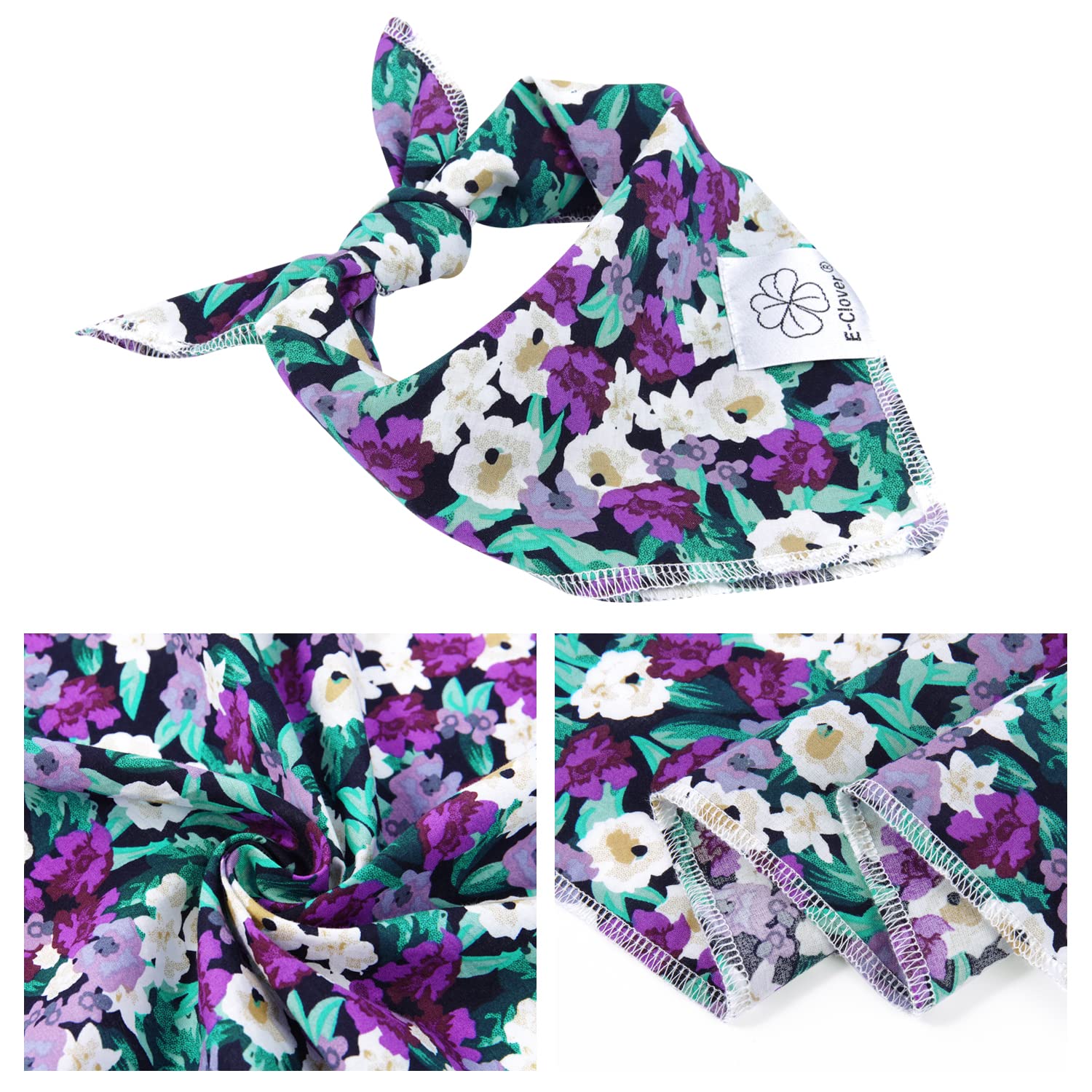 E-Clover Dog Bandanas & Matching Scrunchie Set Hawaii Dog Bandana Scarf Bibs Washable Kerchief For Small Dogs Puppy & Pet Owner