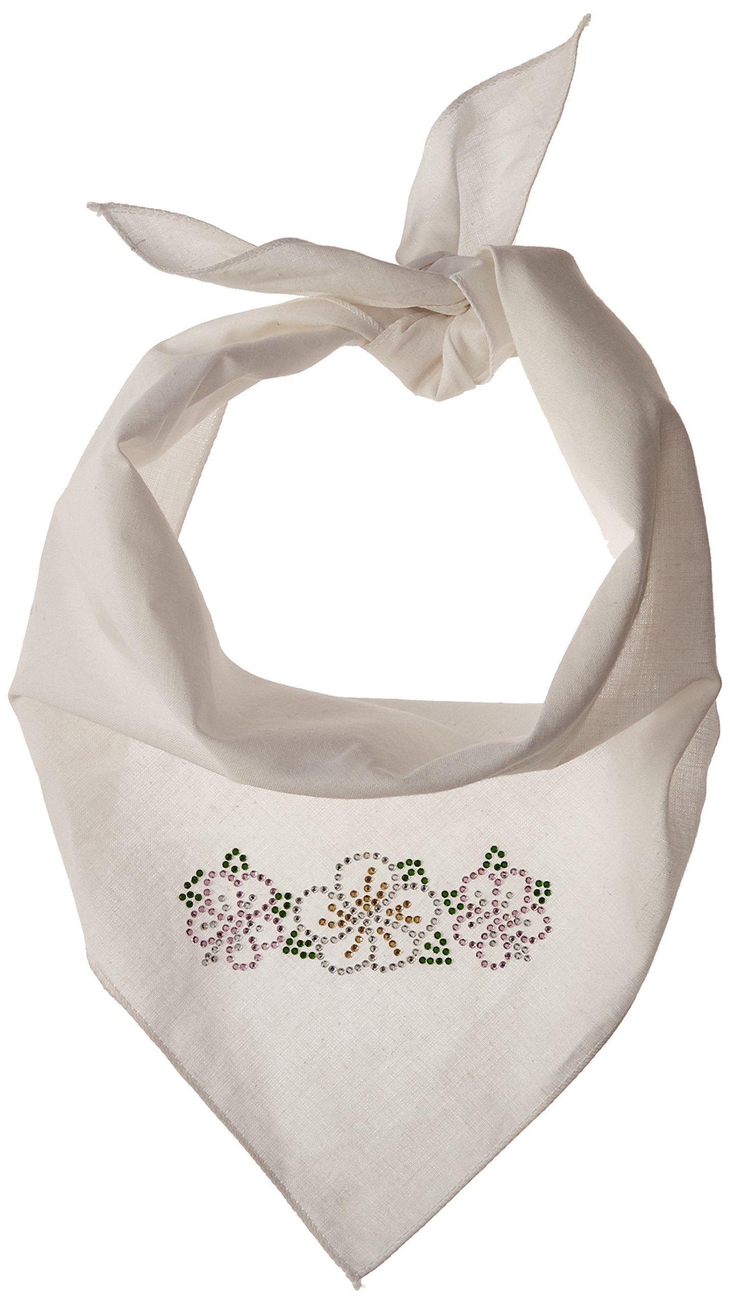 Mirage Pet Products Tropical Flower Rhinestone Bandana, Large, White