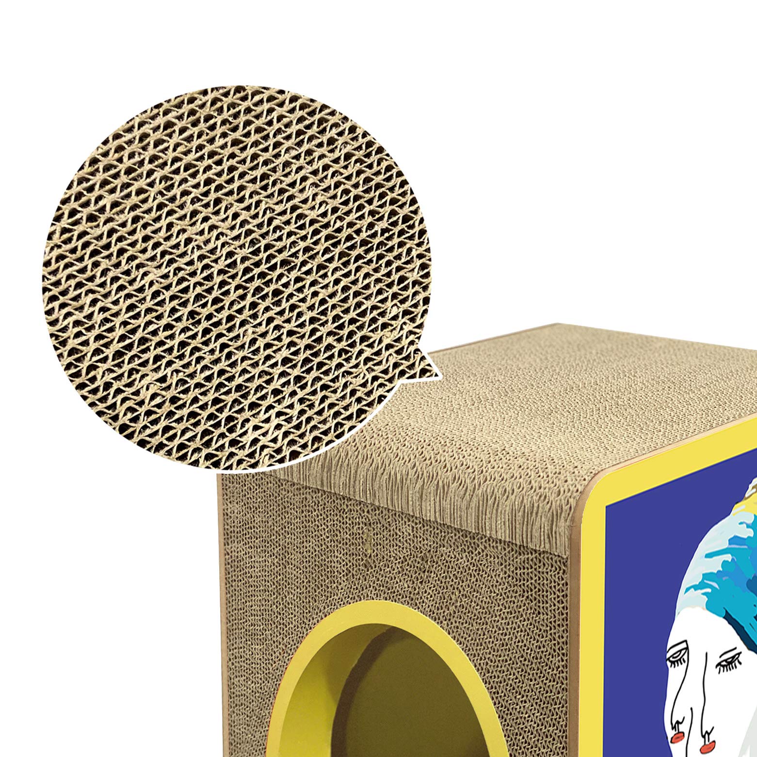 Fluffydream Cat Scratcher Cardboard, Girl With A Pearl Earring Shape Adaptation Spoof Version Cat Scratching House Bed Furniture