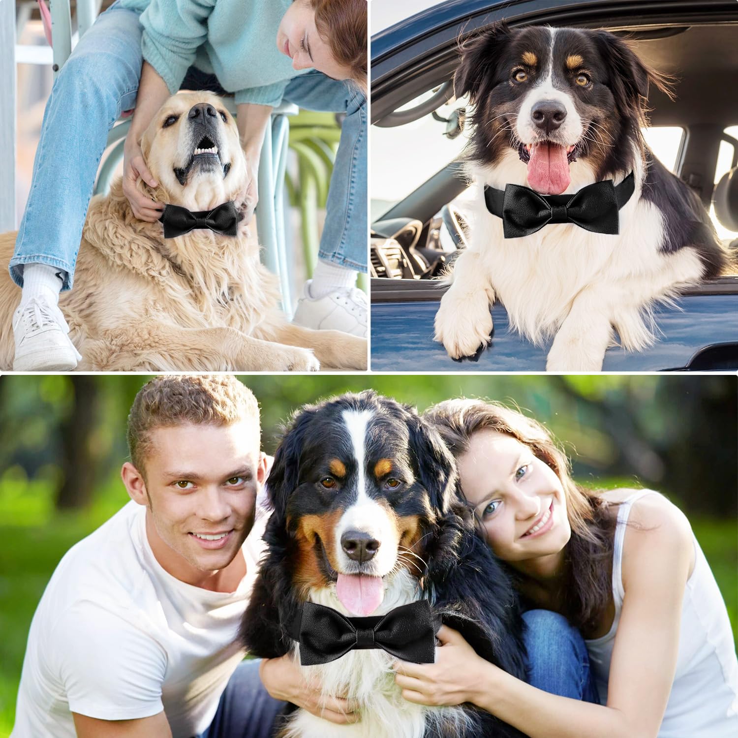 Segarty Dog Wedding Outfit, Adjustable Black Bowtie Collar For Extra Large Dogs, Durable Dog Neck Tie Tuxedo Comfortable Pets Gr