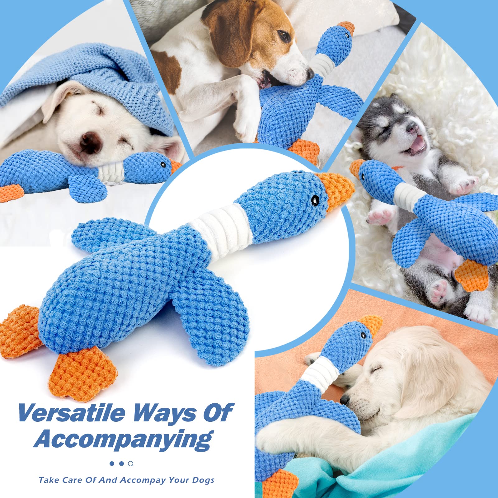 Vitscan 2 Pack Goose Tough Dog Toys for Aggressive Chewers, Durable Squeaky Dog Chew Toys for Small Medium Large Dogs, Plush Int