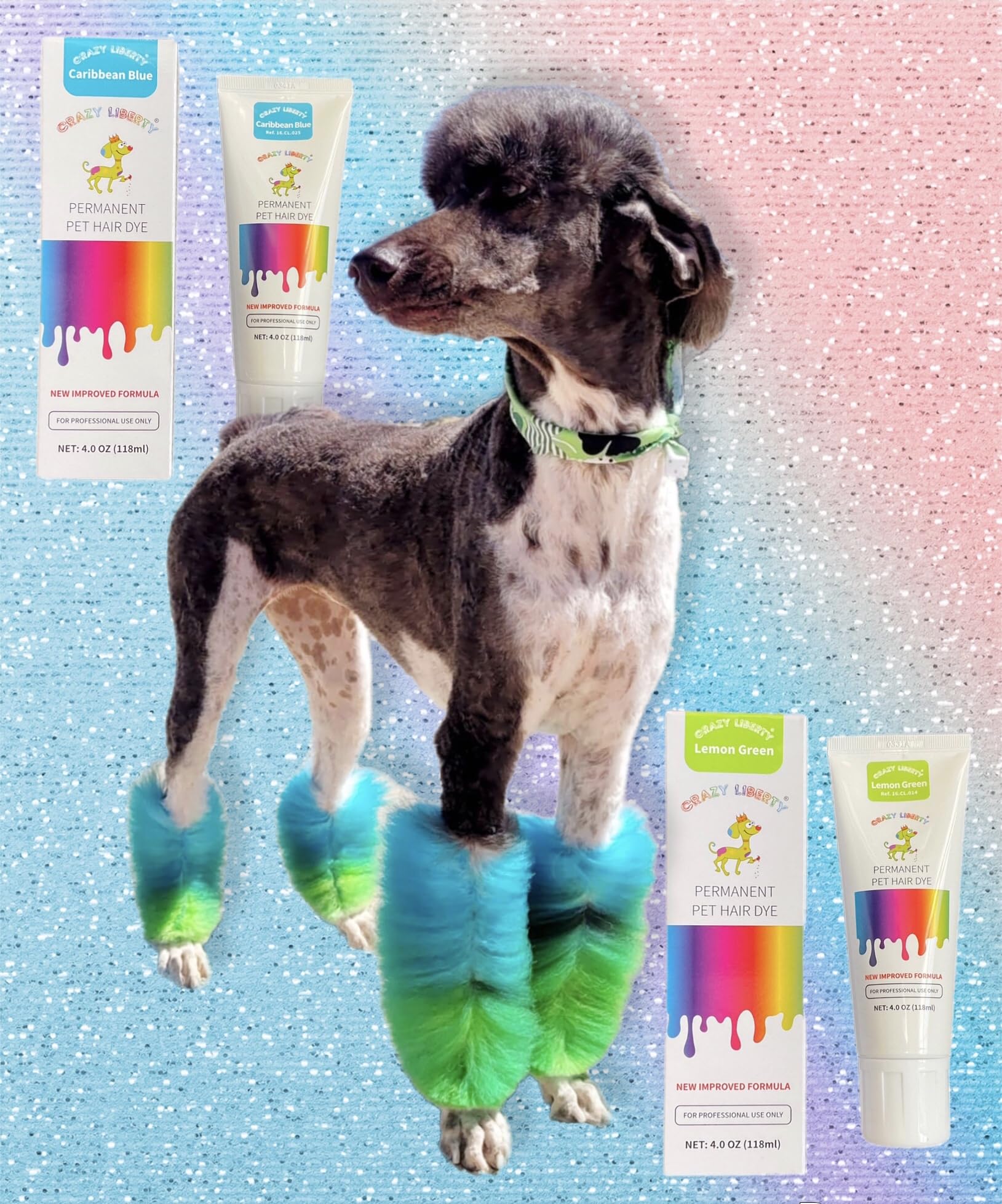 Crazy Liberty Permanent Hair Dye For Dogs And Horses, 4 Oz Tube. (Lemon Green)