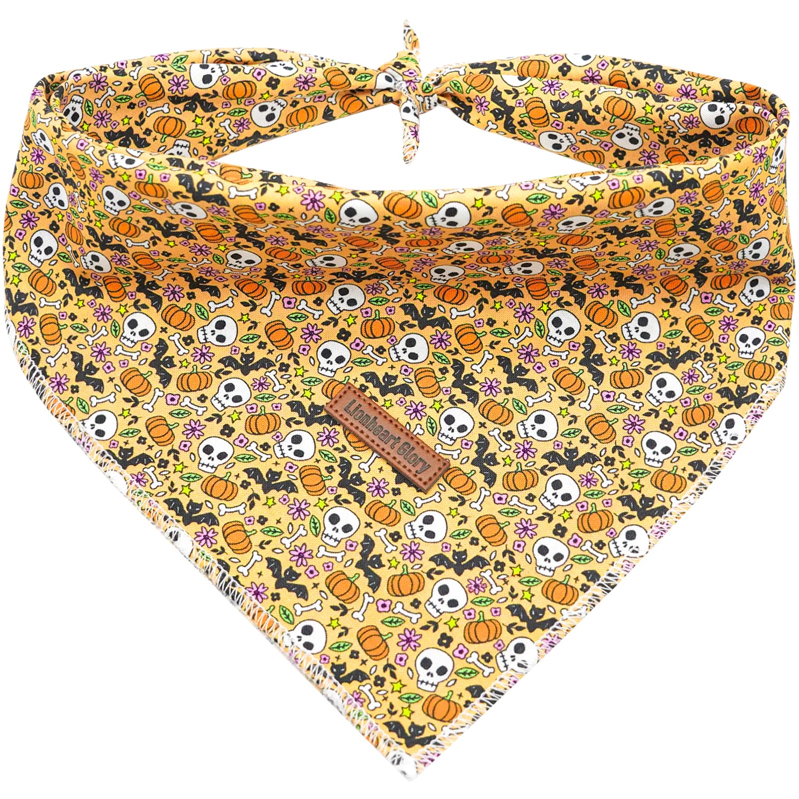 Lionheart Glory Dog Bandana Halloween 1 Pack Washable Soft Dog Scarf, Fall Bib Scarf Boy Girl Bandana Square Adjustable Dog Band