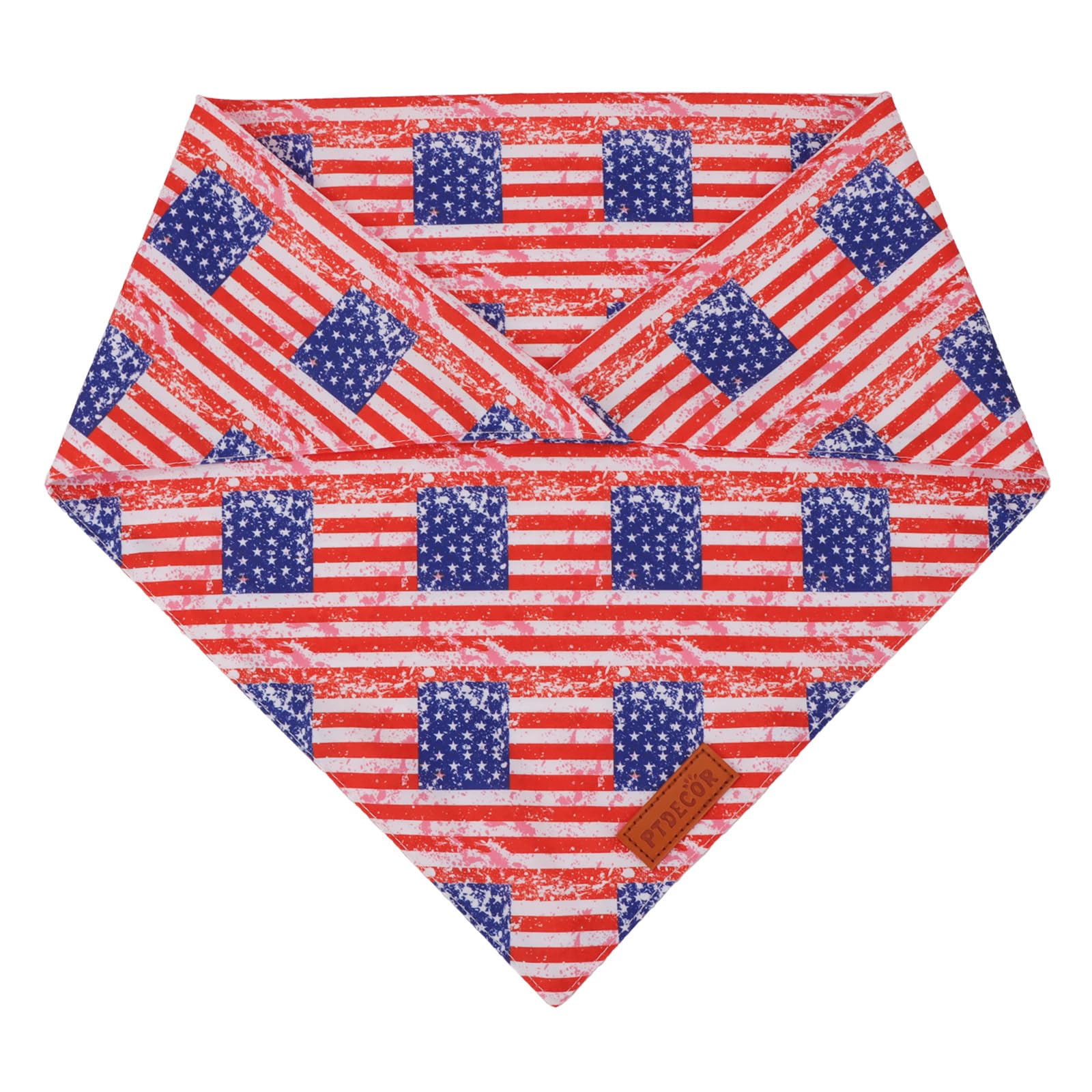 Ptdecor American Flag Dog Bandana Striped Stars Patterns,4Th Of July Pet Scarf Reversible Triangle Patriotic Bandanas For Small