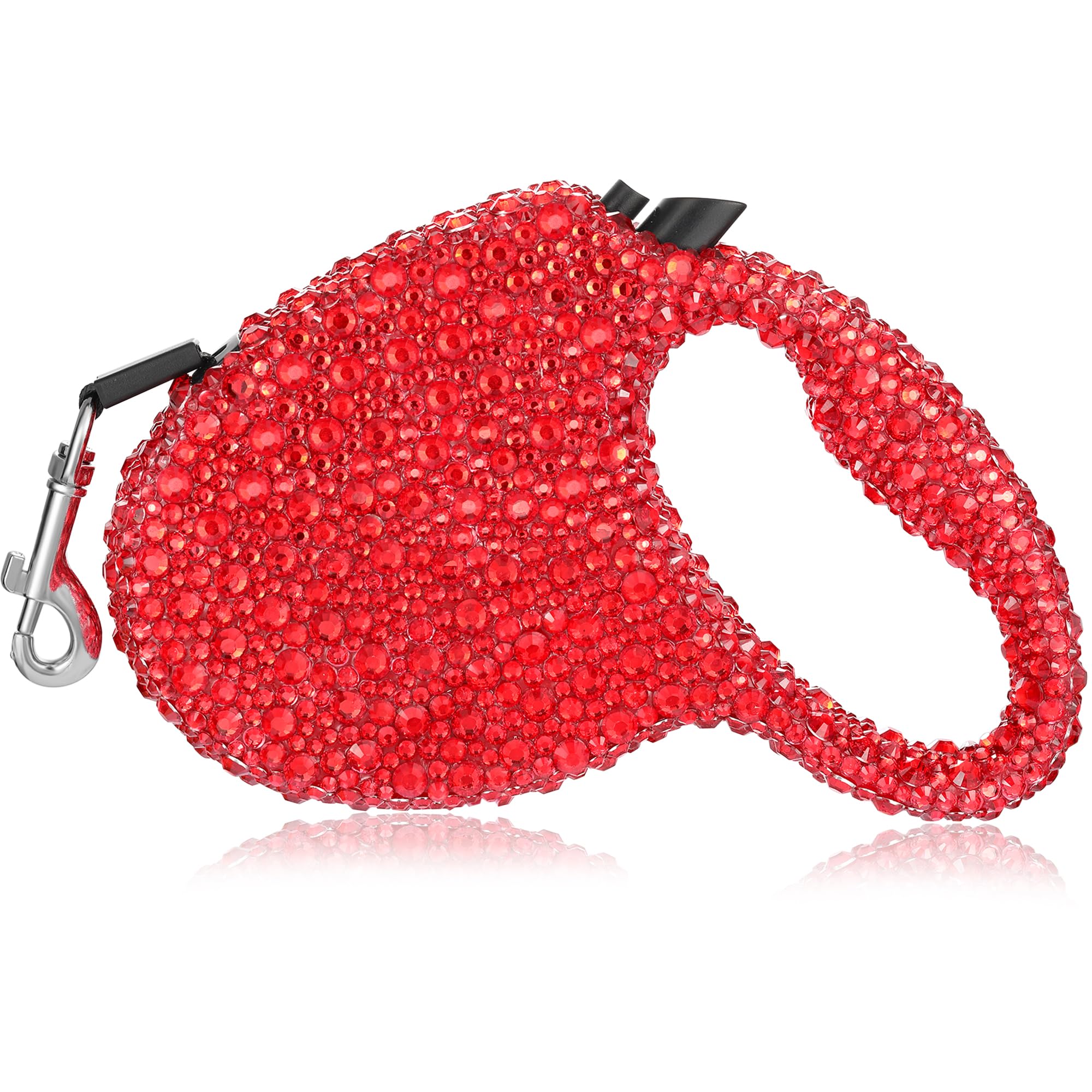 Sparkling Retractable Dog Leash,Rhinestone Pet Walking Leash For Small Dog Cat,Red Bling Small Puppy Leash,Durable 16 Ft Strong 