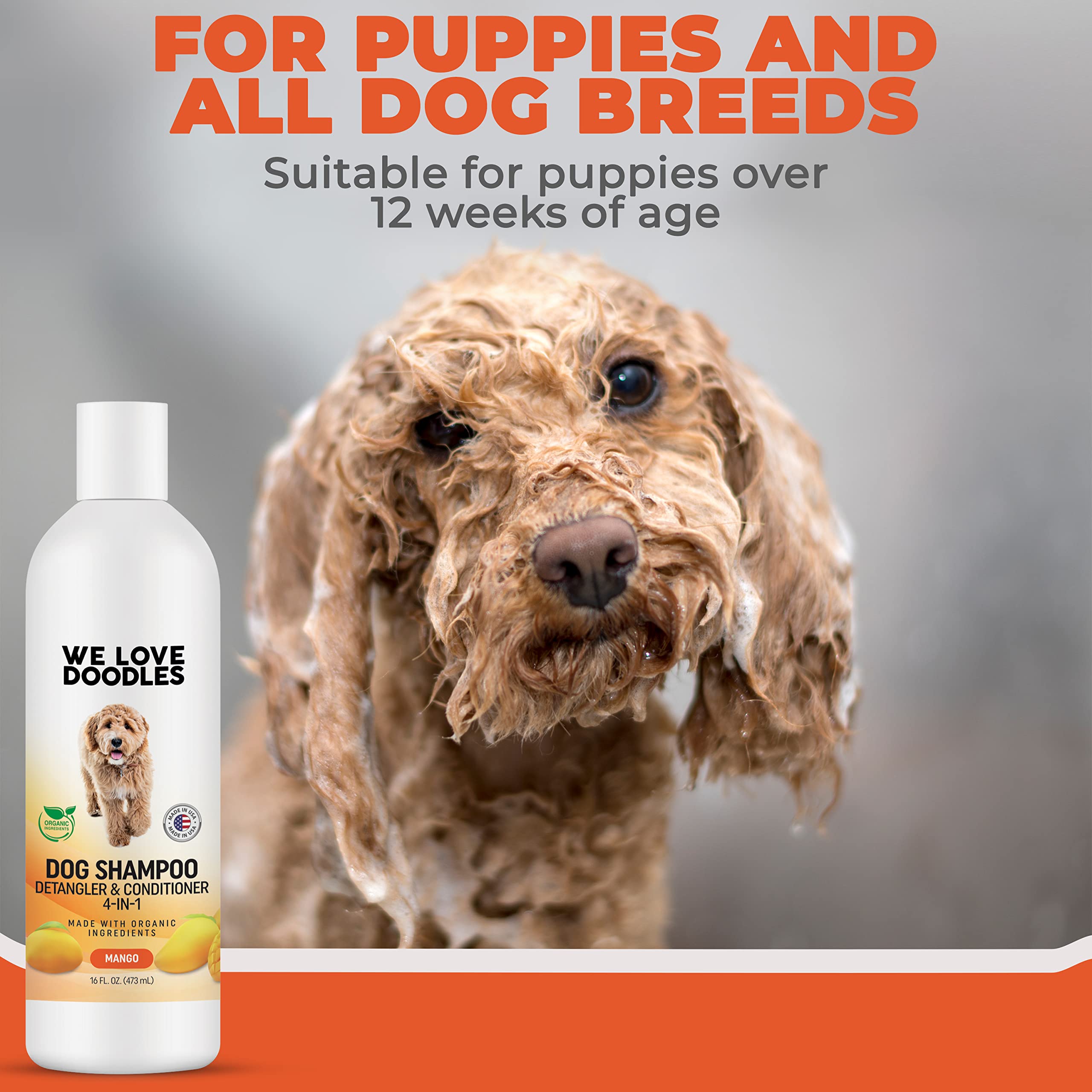 Dog Shampoo and Conditioner & Detangler - Best Goldendoodles, Poodles & Doodle Shampoo for Smelly Dogs - Sensitive Skin Puppy Sh