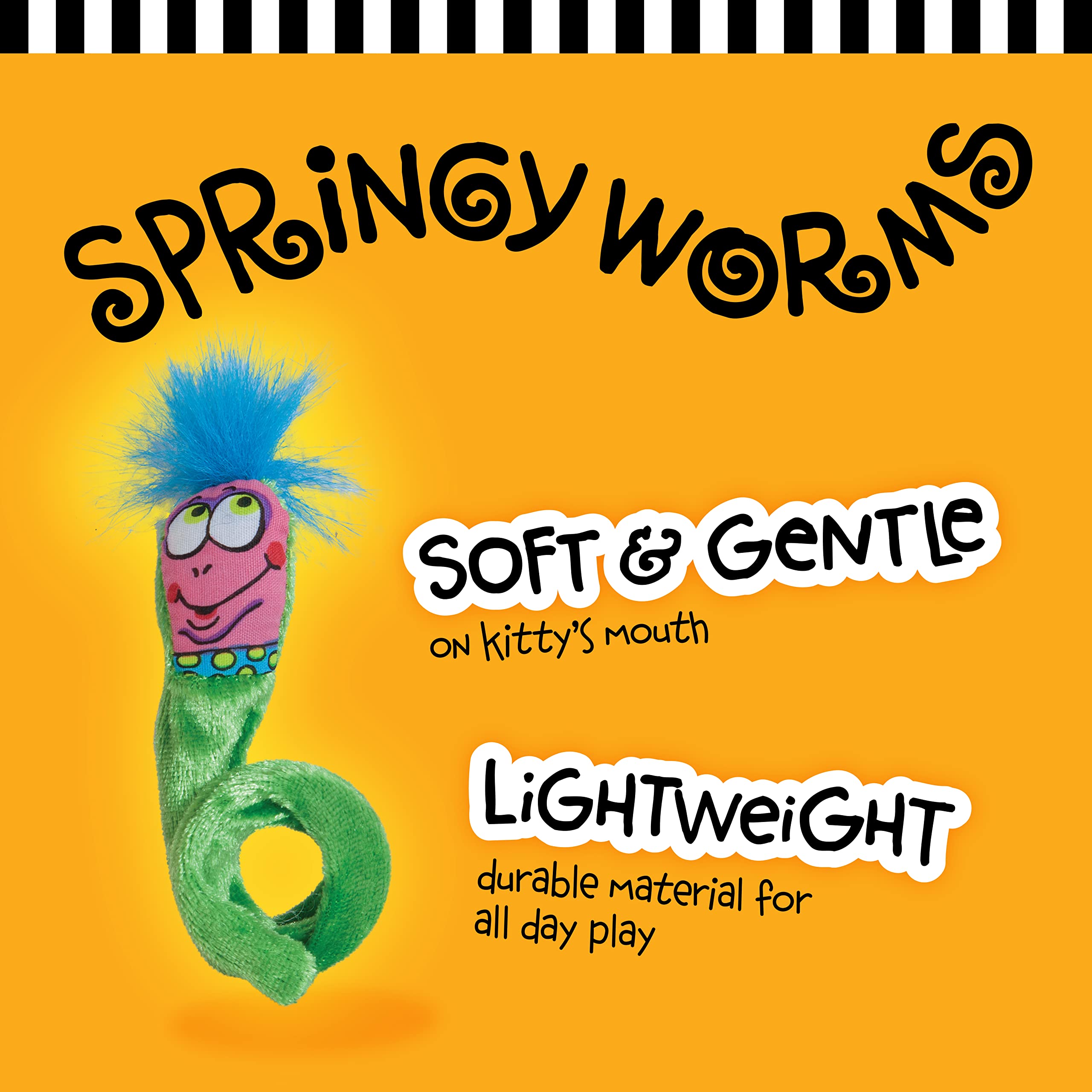 Doskocil Bamboo Pet Cam650037 2-Pack Fat Cat Springy Worms Catnip Toy