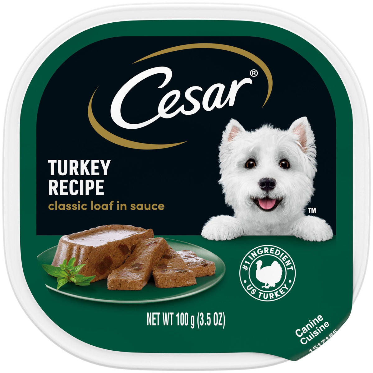 Cesar Adult Wet Dog Food Classic Loaf In Sauce Turkey Recipe, 3.5 Oz. Easy Peel Trays, Pack Of 24