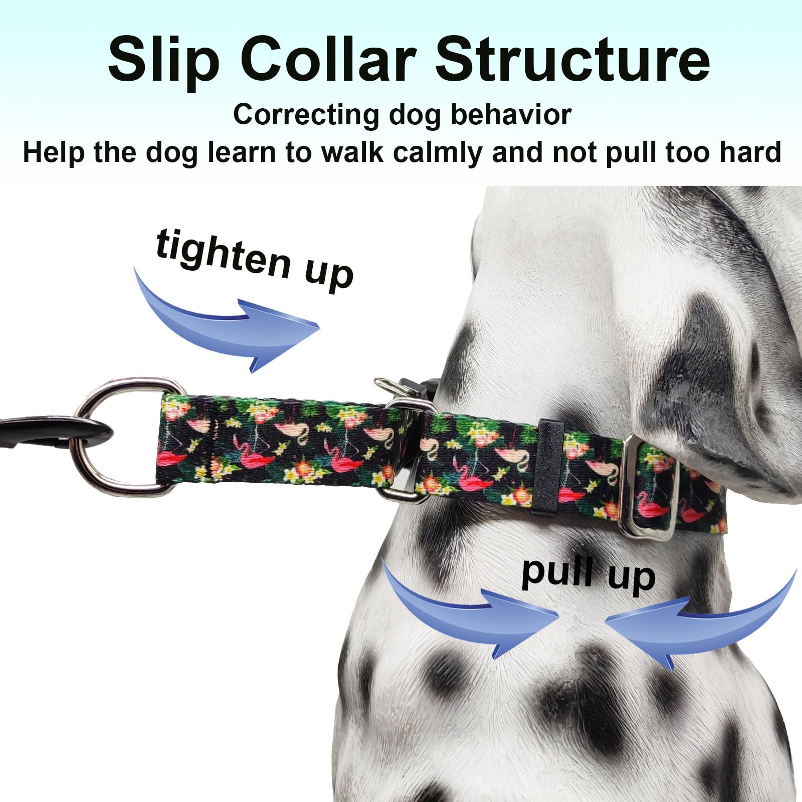 Fidohug Martingale Collar For Dogs With Buckle Adjustable Nylon Hawaiian Summer No Pull Training Dog Collars (Flamingo, Medium)