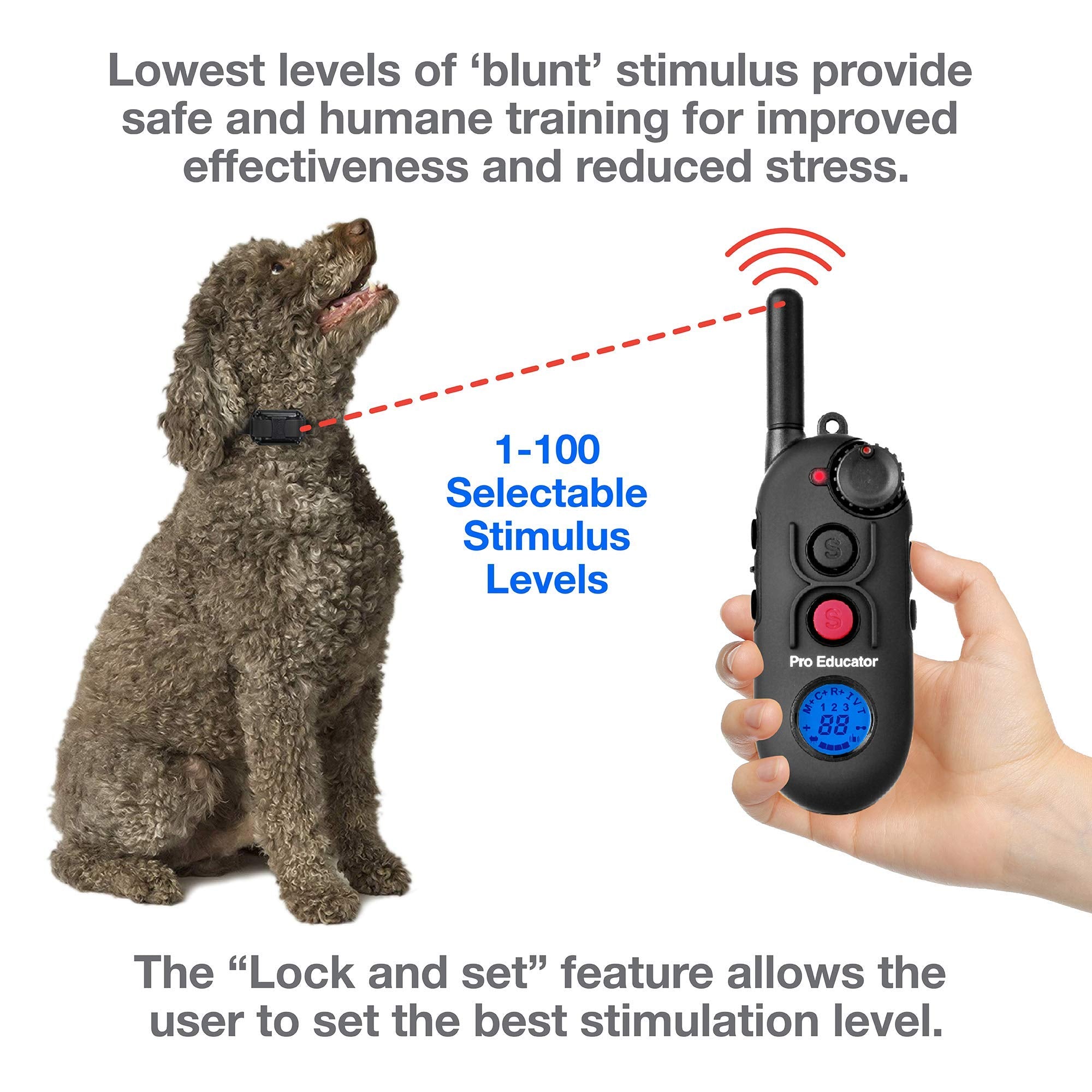 Educator Pro 1/2 Mile Dog Training Collar With Ergonomic Remote, Safe Humane Vibration Stimulation, Pavlovian Tone, Waterproof,