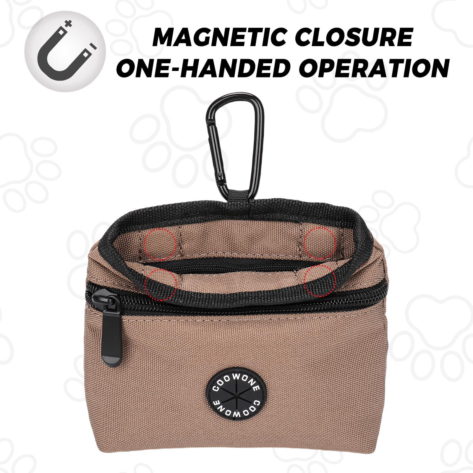 COOWONE Dog Treat Pouch with Pet Training Clicker, Detachable Dog Puppy Training Treat Bag, 900D Oxford Cloth Magnetic Closure S