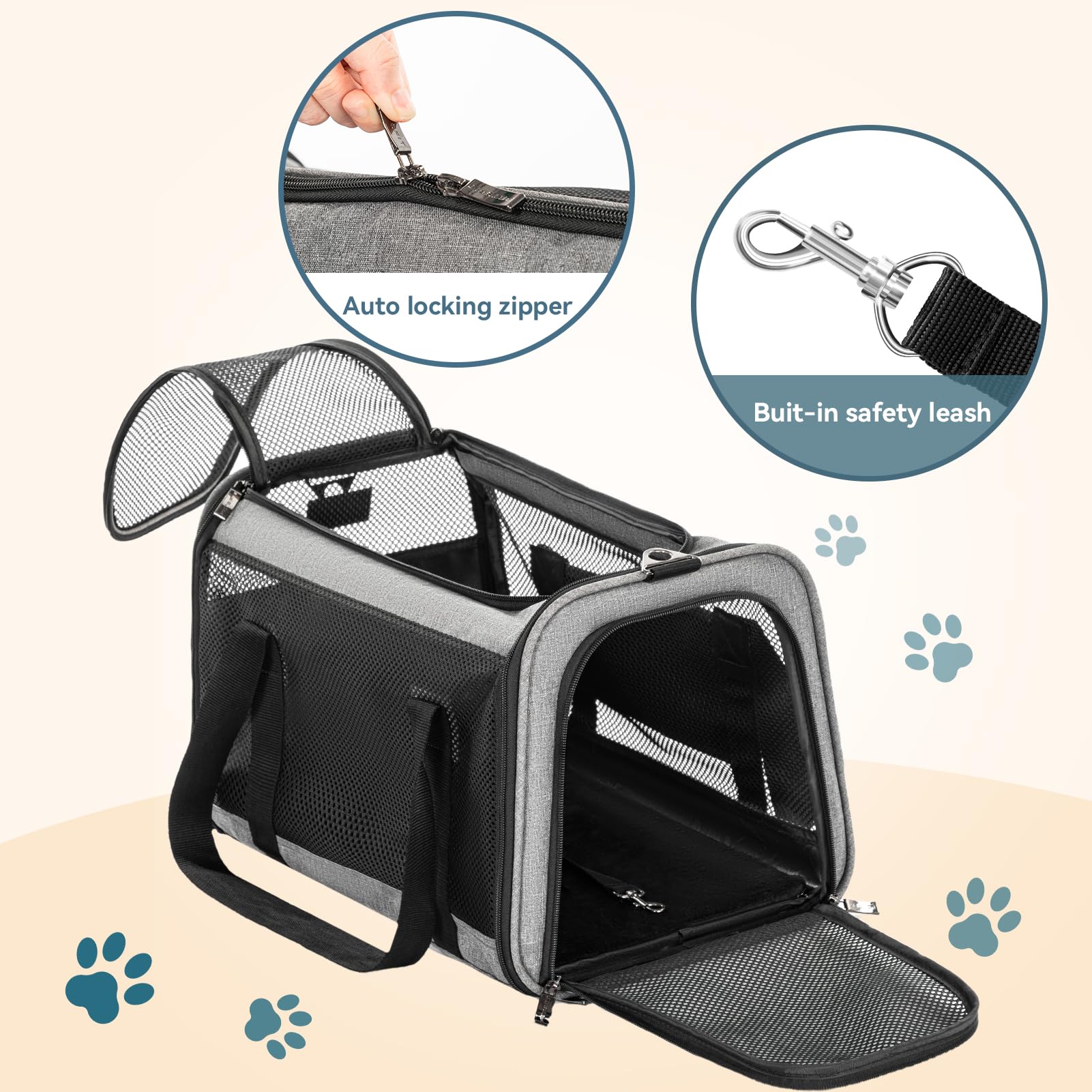 Petsfit Cat Carrier Dog Carriers Airline Approved, 18 X 11 X 11 Soft-Sided Pet Carrier, 3 Carrying Ways, Lightweight, Breathable, Escape Proof, With Adjustable Shoulder Strap And Soft Cushion