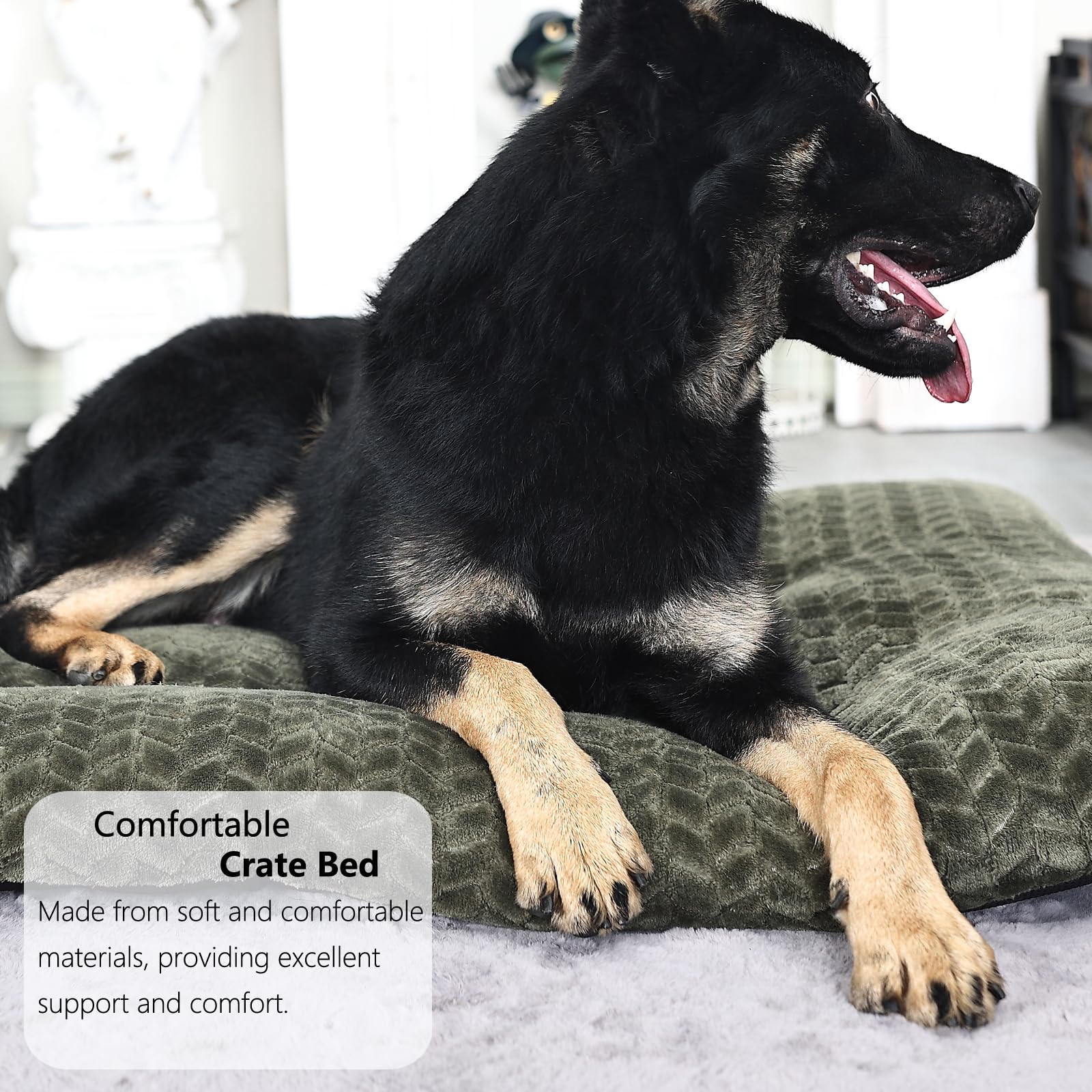 Necesitar Large Dog Crate Bed 42 Inch Washable Soft And Fluffy Dog Mats For Cages Up To 90 Lbs Pet Pillows For Crate Tire Printi