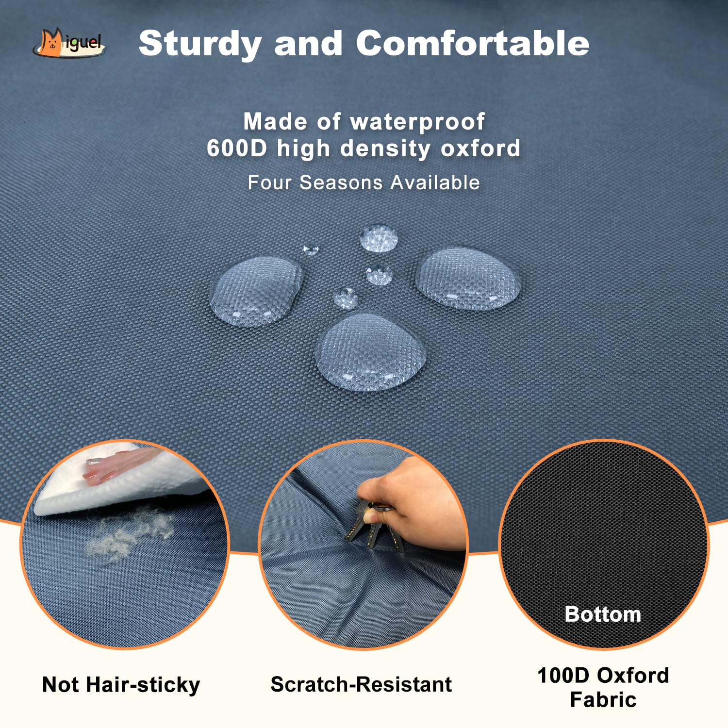 Miguel Outdoor Waterproof Dog Bed For Metal Dog Crates Water-Resistant Oxford All Weather Pet Mat Durable Easy Wipe Clean Travel Indoor Outdoor Puppy Bed(42Inch Dog Bed Dog Crate,Blue)