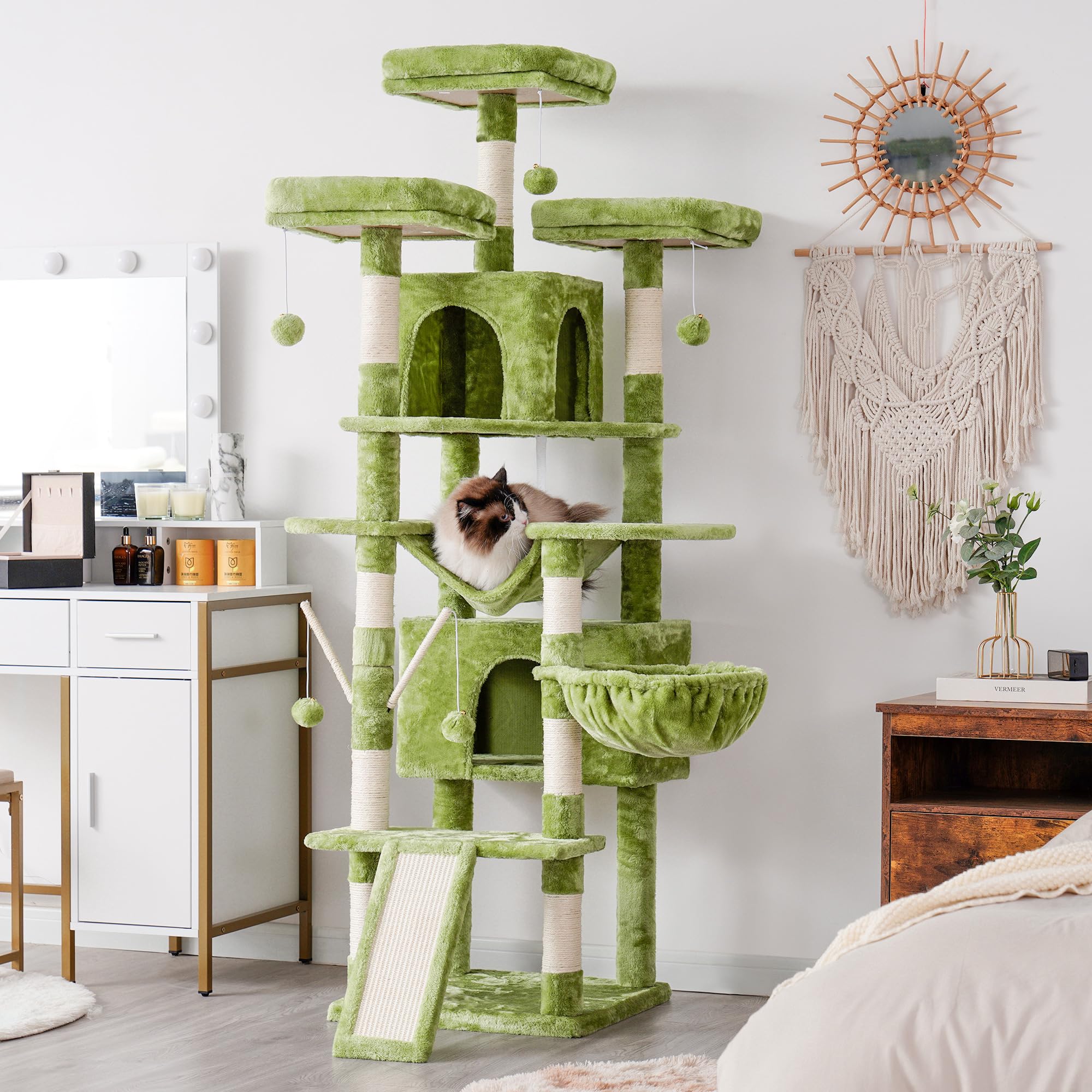 Hey-Brother Cat Tree, 71 Inches Xl Large Cat Tower For Indoor Cats, Multi-Level Cat House With 3 Padded Perches, Big Scratcher,