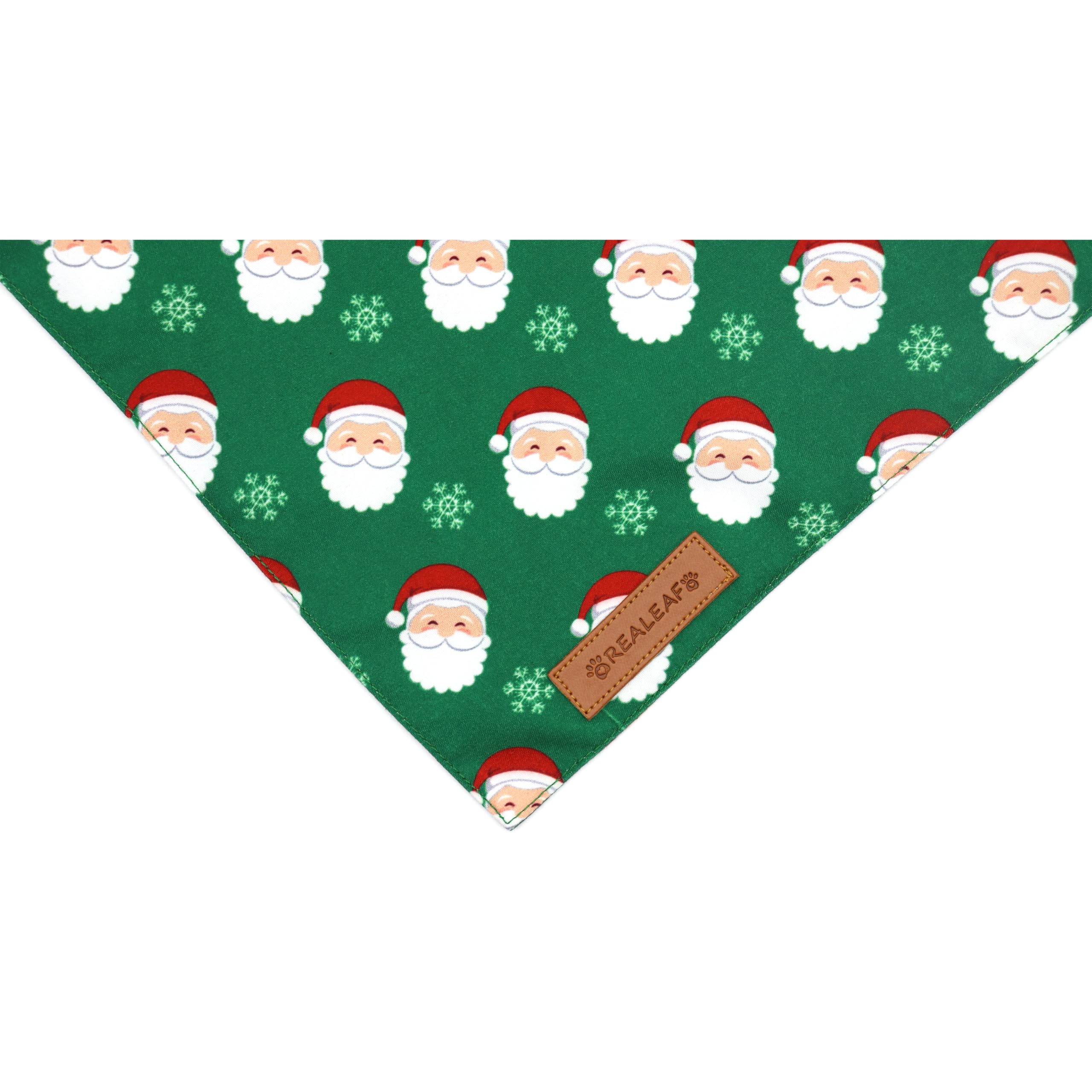 Realeaf Christmas Dog Bandanas 2 Pack, Snowflake And Santa Claus Dog Scarf For Boy And Girl, Premium Durable Fabric, Holiday Red