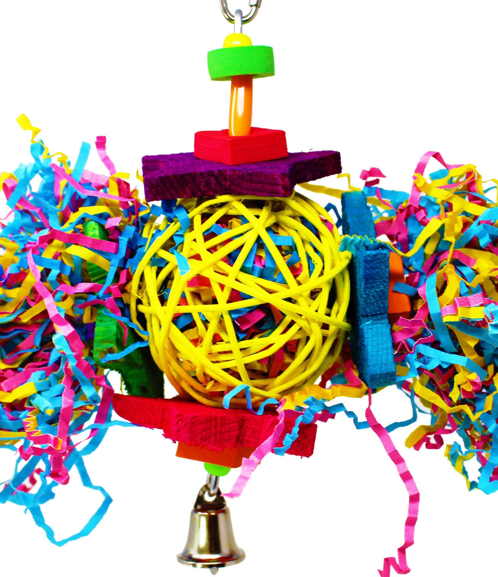 Bonka Bird Toys 1839 Foraging Star 7' High By 8' Wide, Medium Parrot Chew Shred Forage Cage Toy, Conure, Pionus, Quaker, And Similar Birds