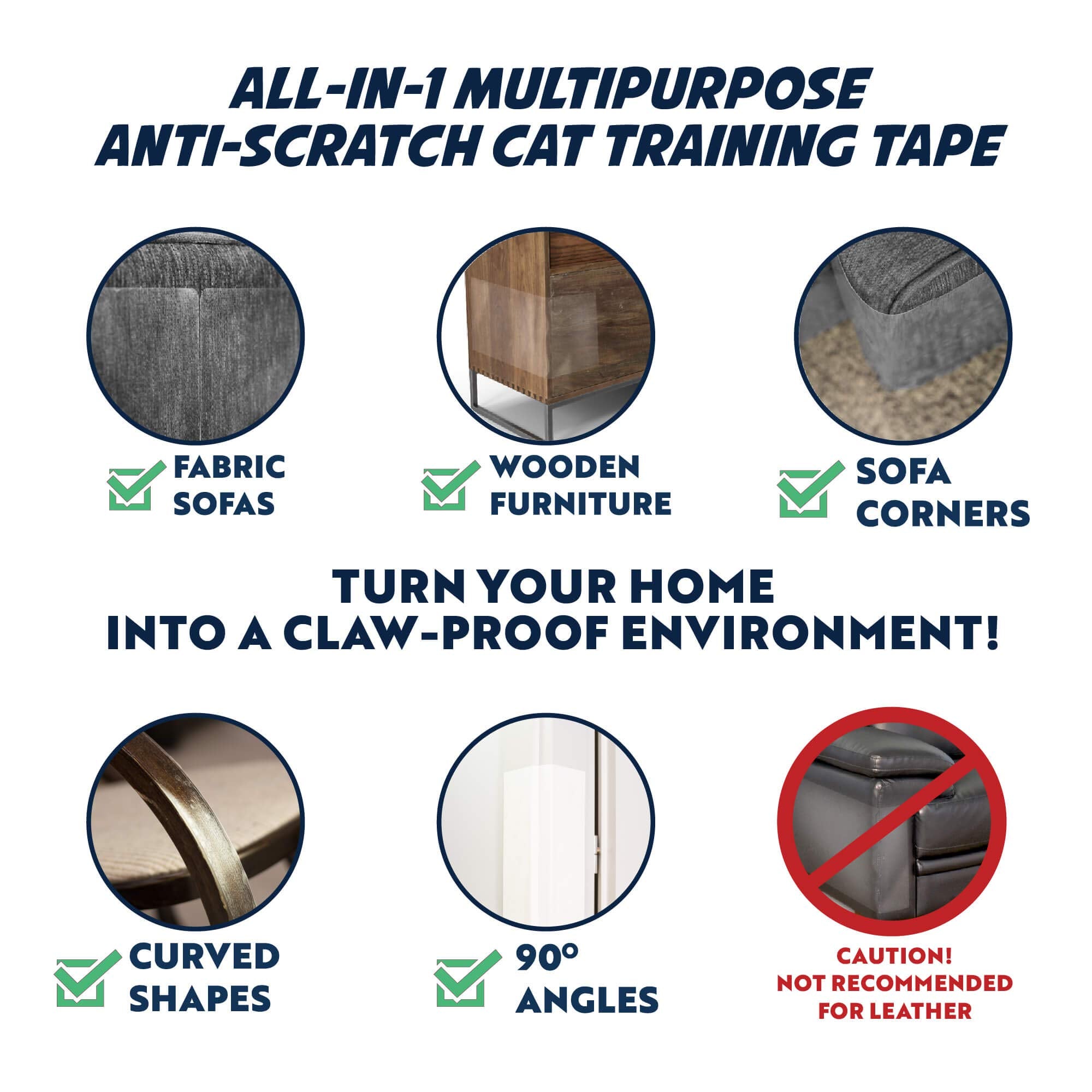 Panther Armor Cat Scratch Deterrent Tape - 8-Pack Double Sided Sofa Anti Scratching Sticky Tape - 4-Pack Xl + 4-Pack L Couch Corner Furniture Protector From Cats